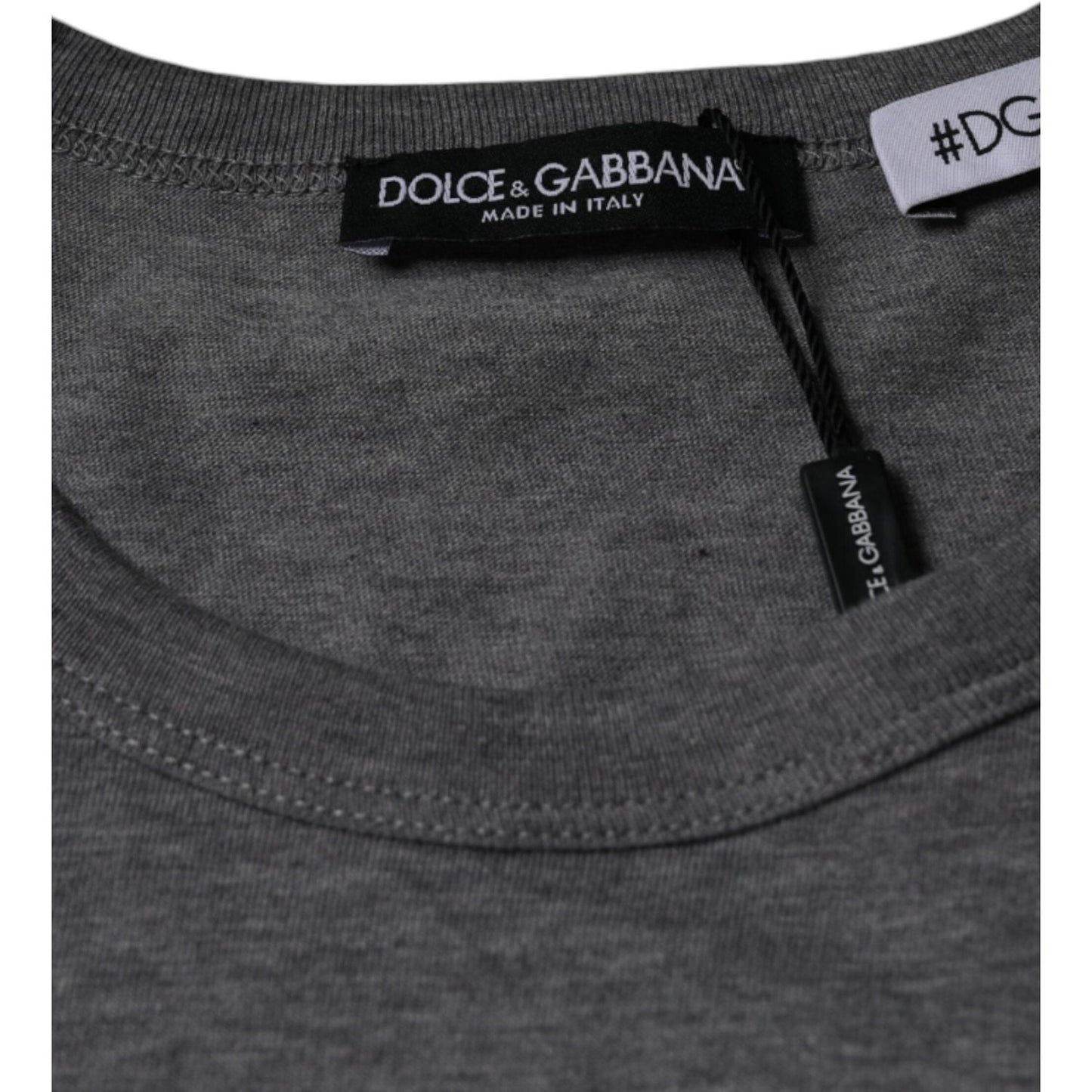 Dolce & Gabbana Gray Cotton #DGFamily Short Sleeves T-shirt Dolce & Gabbana