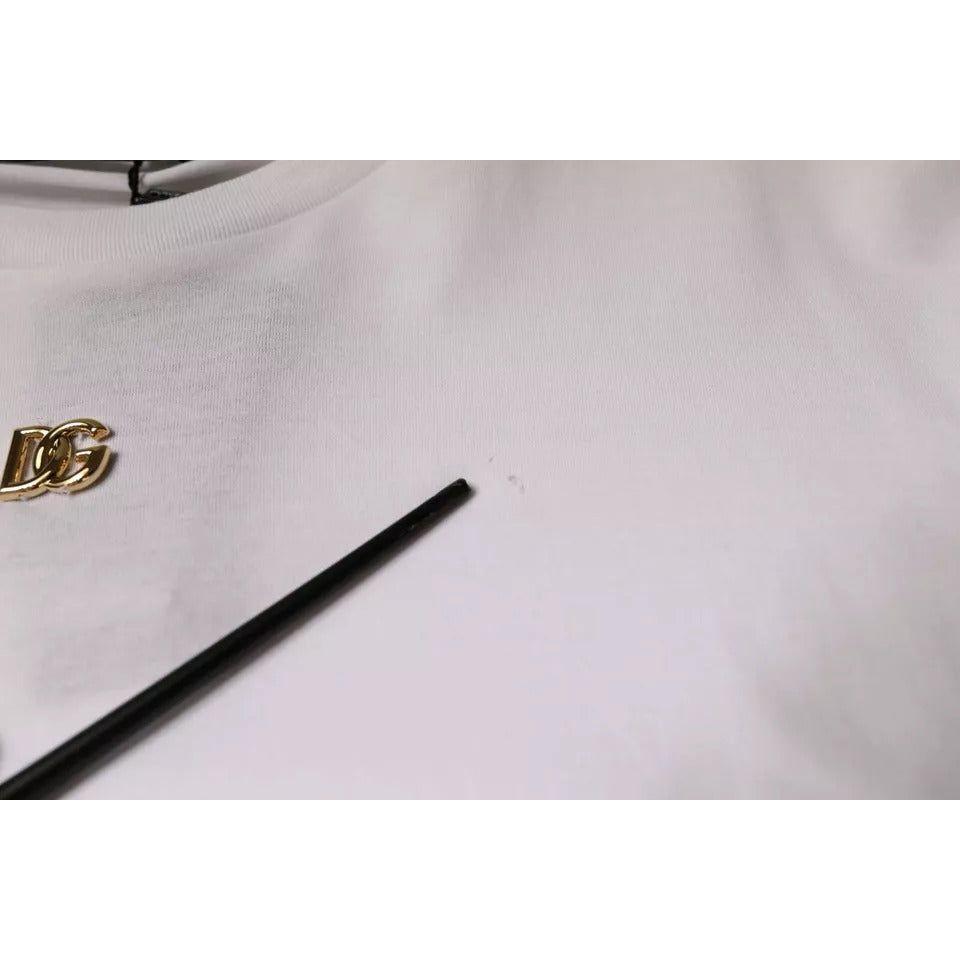 Dolce & Gabbana White Metal DG Logo Cotton Short Sleeves T-shirt Dolce & Gabbana