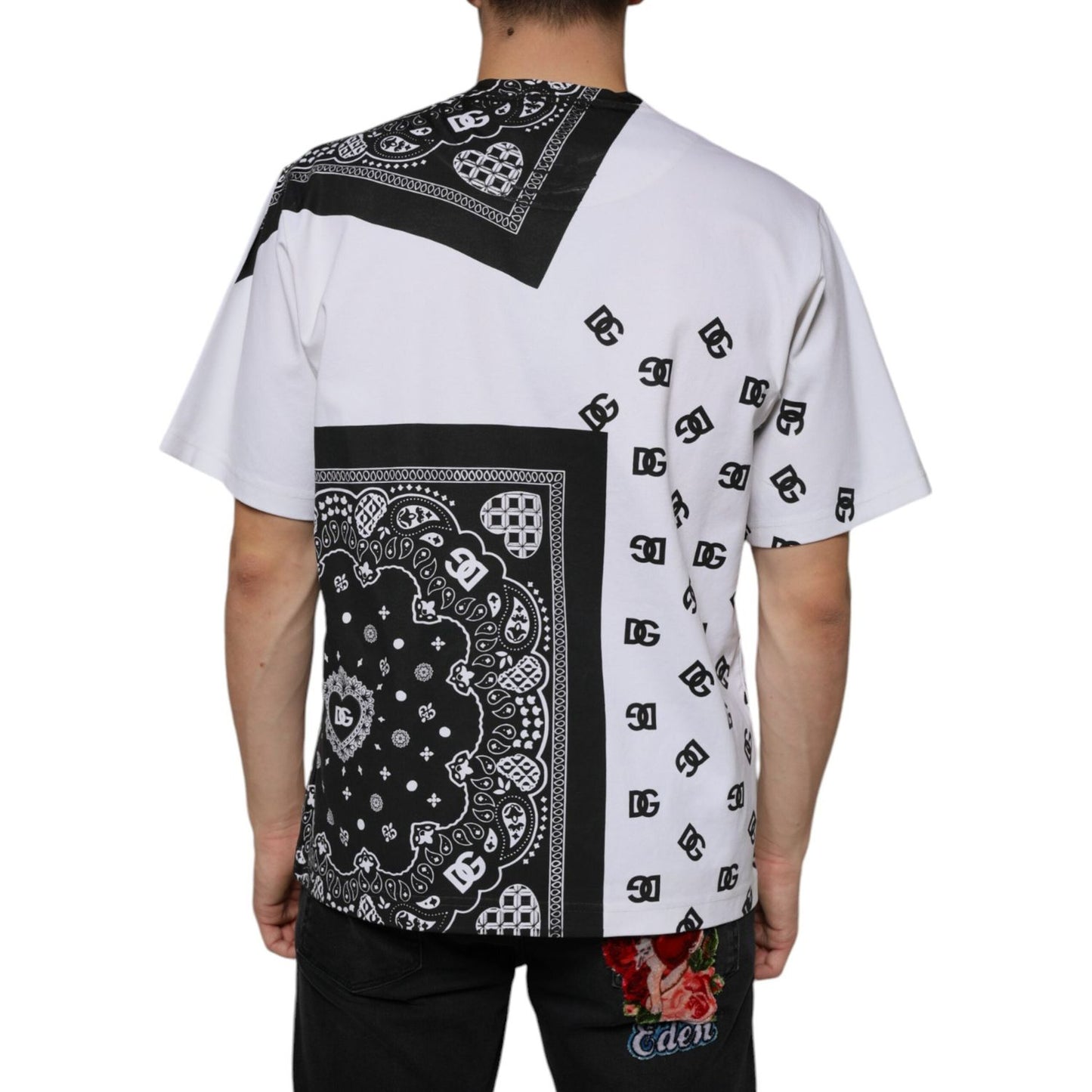 Dolce & Gabbana White Bandana Print Cotton Short Sleeves T-shirt Dolce & Gabbana