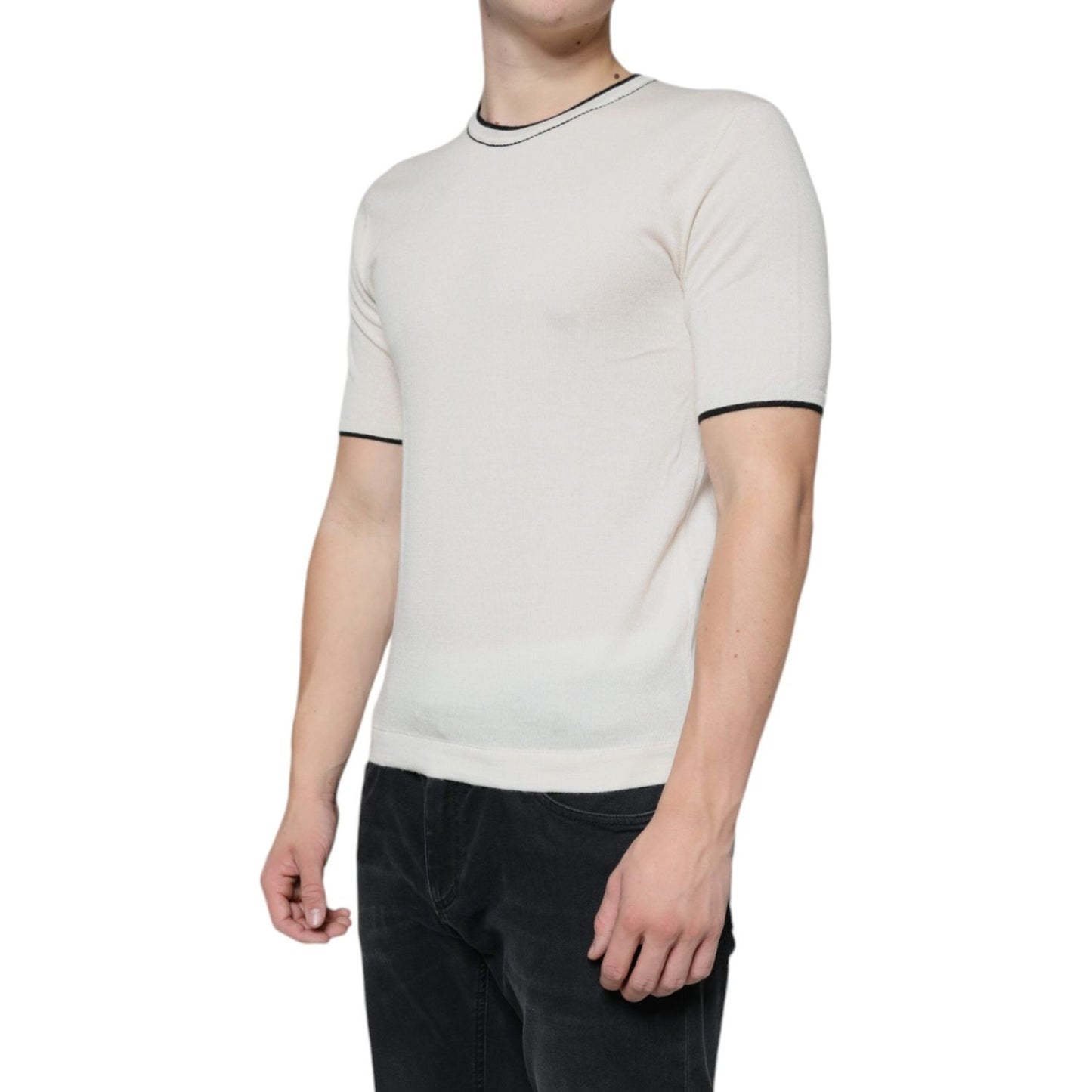 Dolce & Gabbana Off White Cashmere Short Sleeves T-shirt Dolce & Gabbana