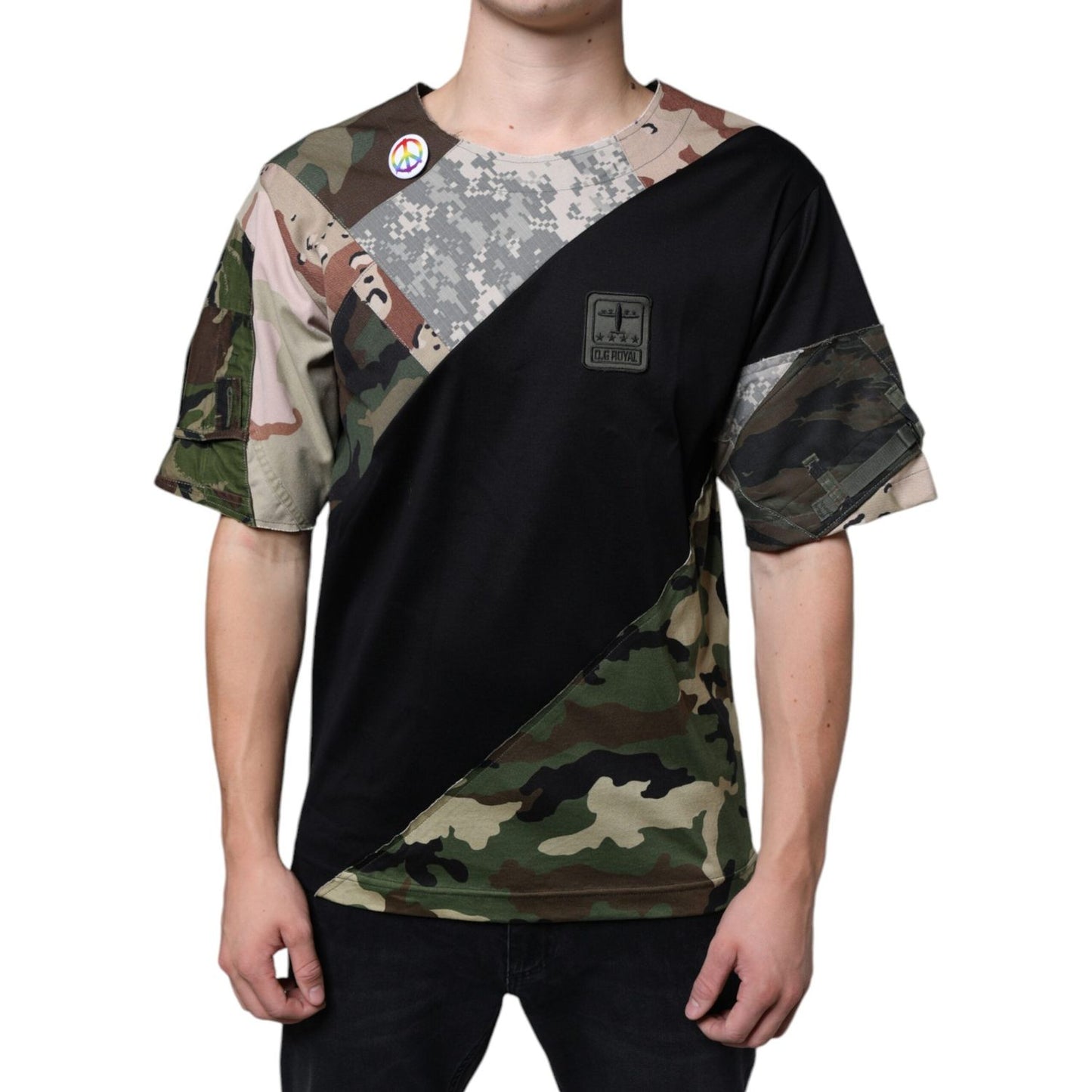 Dolce & Gabbana Multicolor Camouflage Patchwork DG Royal T-shirt Dolce & Gabbana