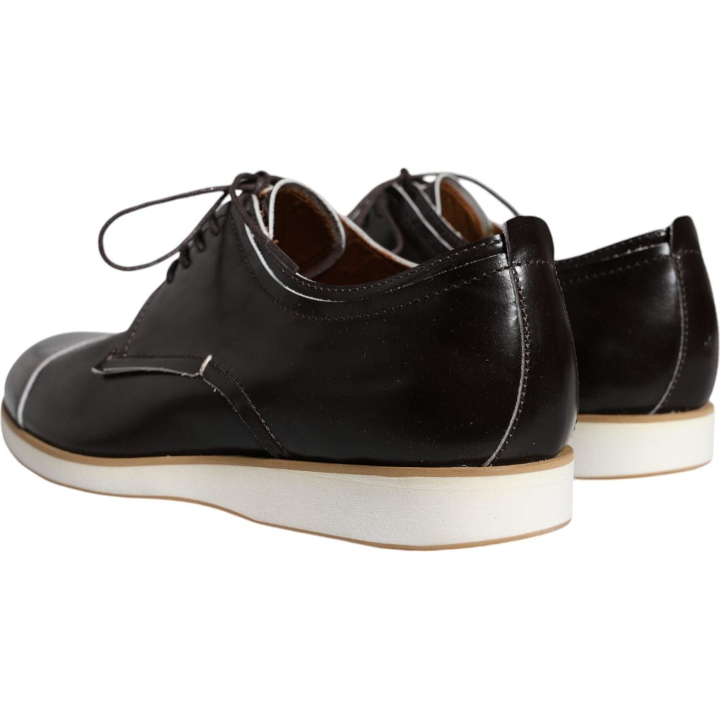 Pollini Black White Leather Lace Up Men Dress Formal Shoes Pollini