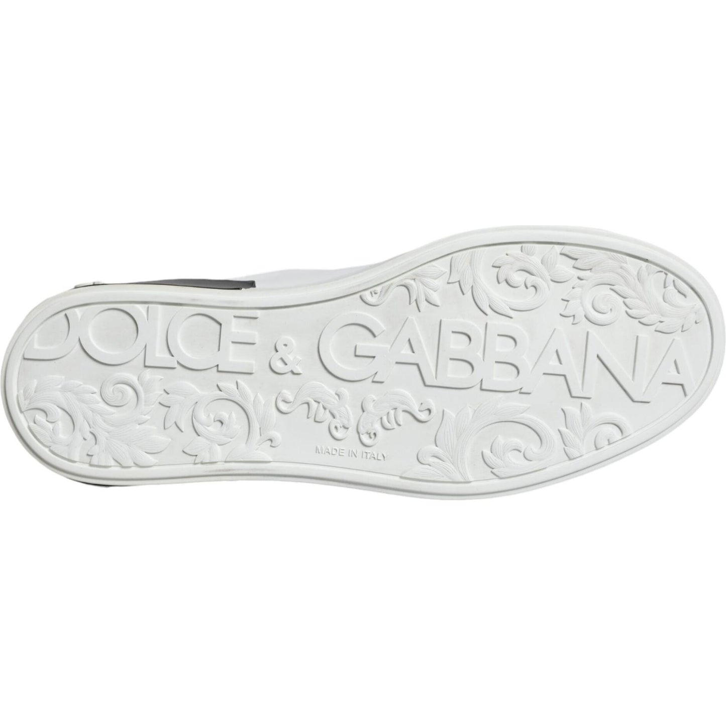 Dolce & Gabbana Black Leather Logo Portofino Sneaker Shoes Dolce & Gabbana