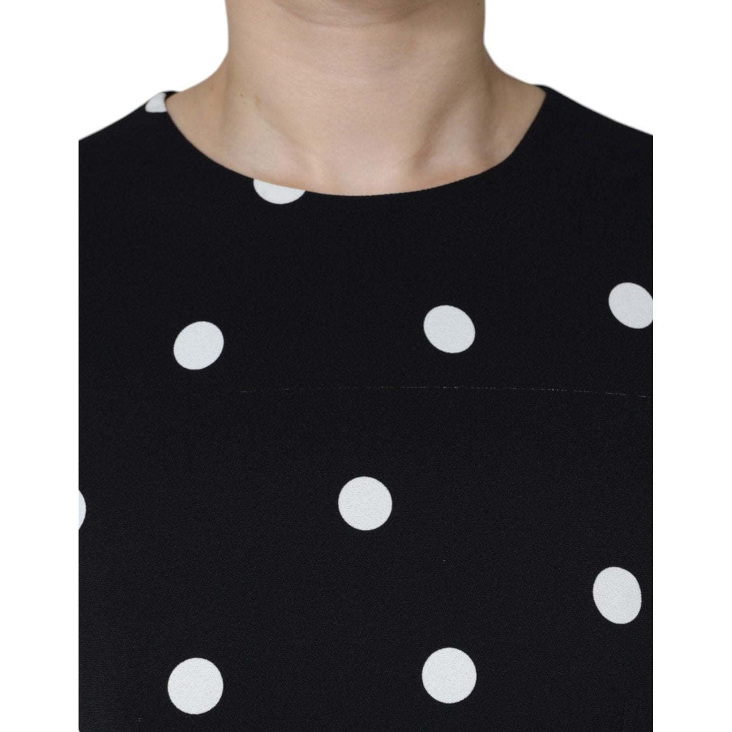 Dolce & Gabbana Black Viscose Polka Dots Sheath Midi Dress Dolce & Gabbana