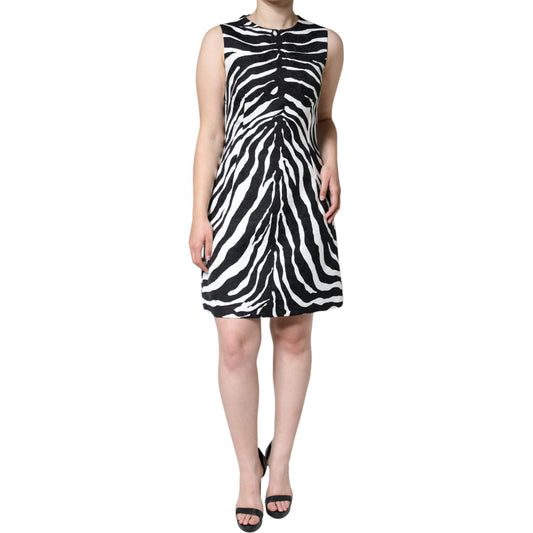 Dolce & Gabbana Black White Zebra A-line Sheath Mini Dress Dolce & Gabbana