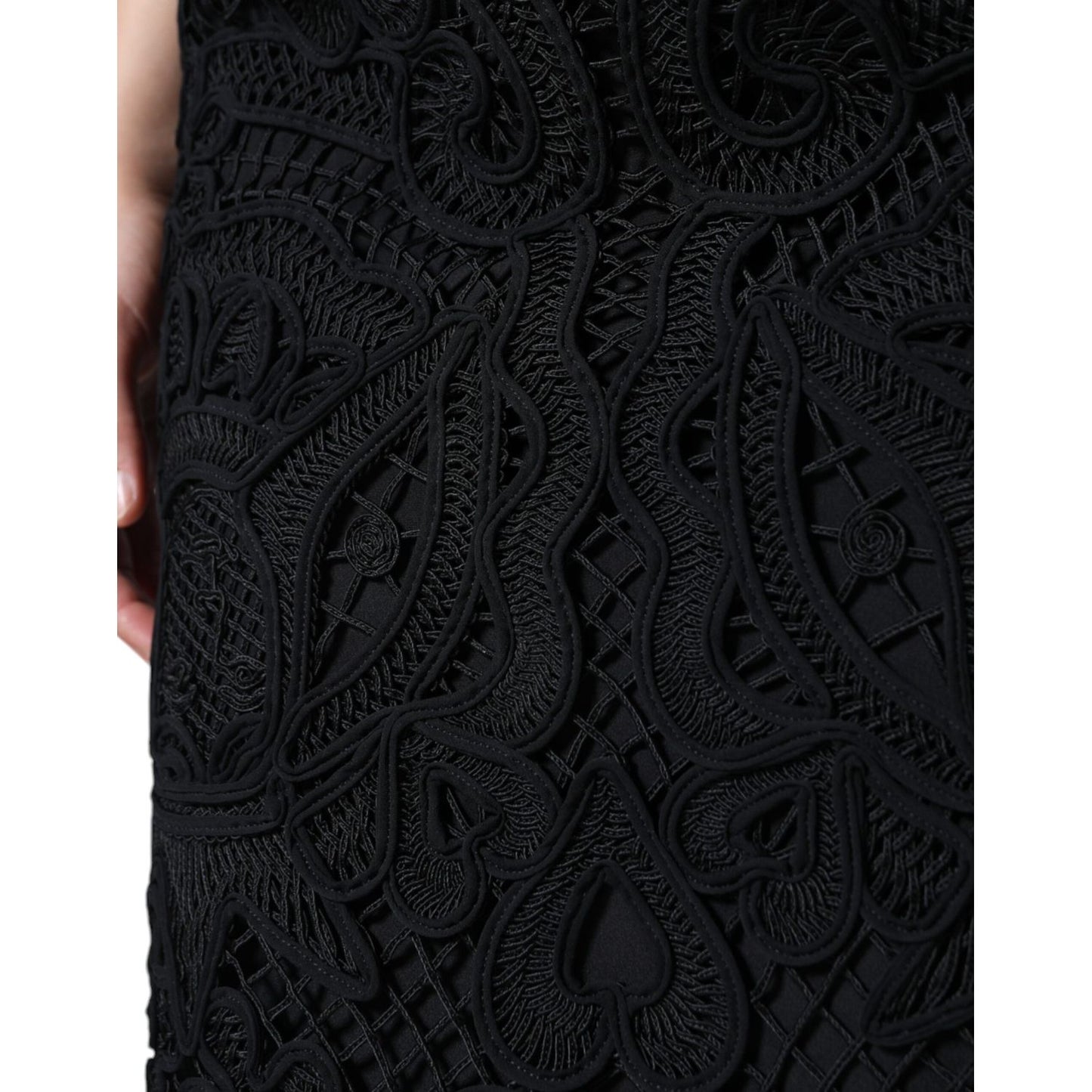 Dolce & Gabbana Black Floral Lace High Waist Pencil Cut Skirt Dolce & Gabbana