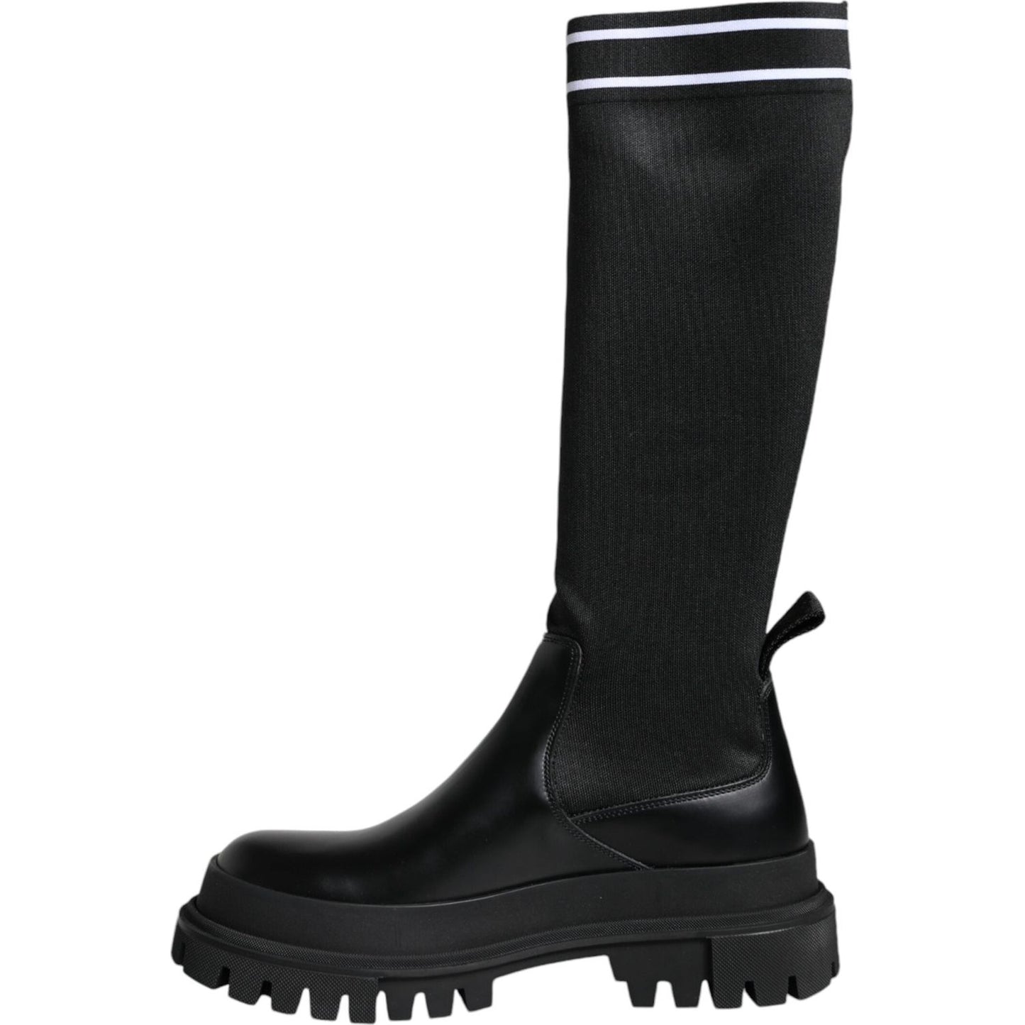 Dolce & Gabbana Black White Polyester Socks High Boots Shoes Dolce & Gabbana