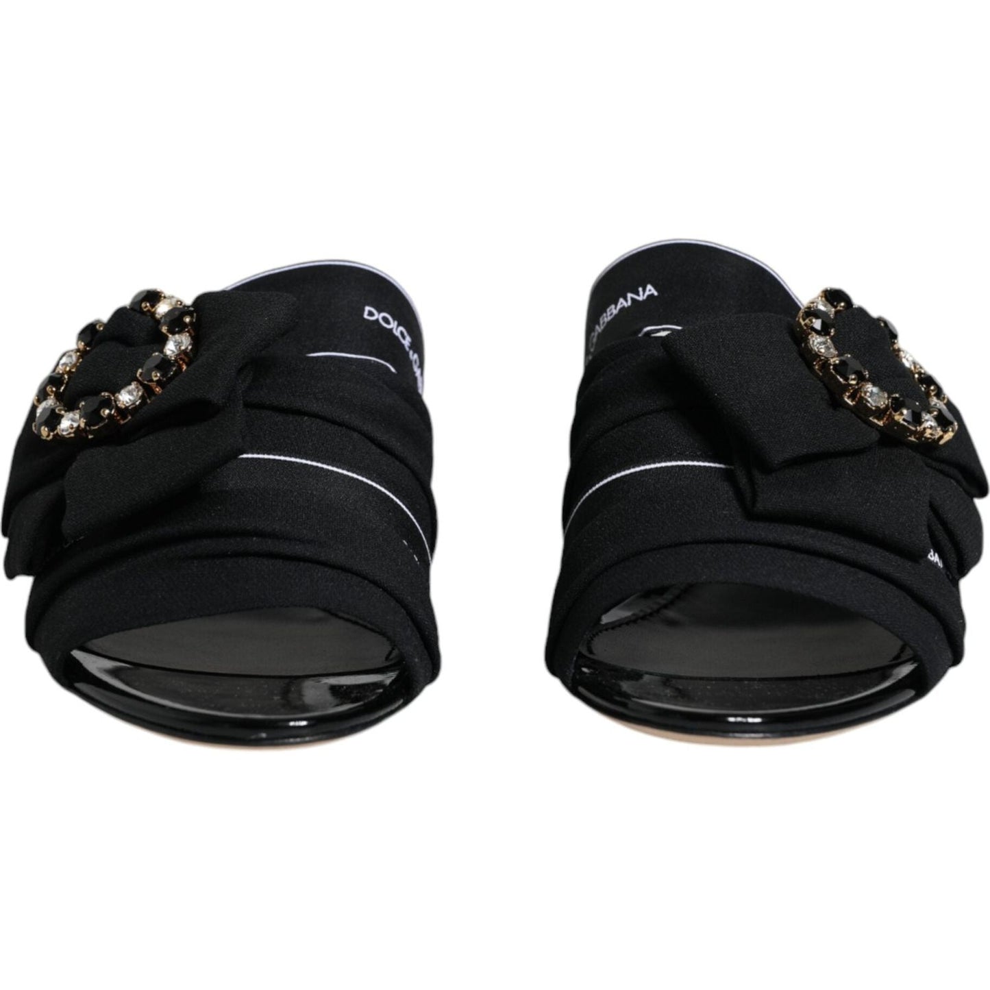 Dolce & Gabbana Black White Crystal Slides Sandals Shoes Dolce & Gabbana