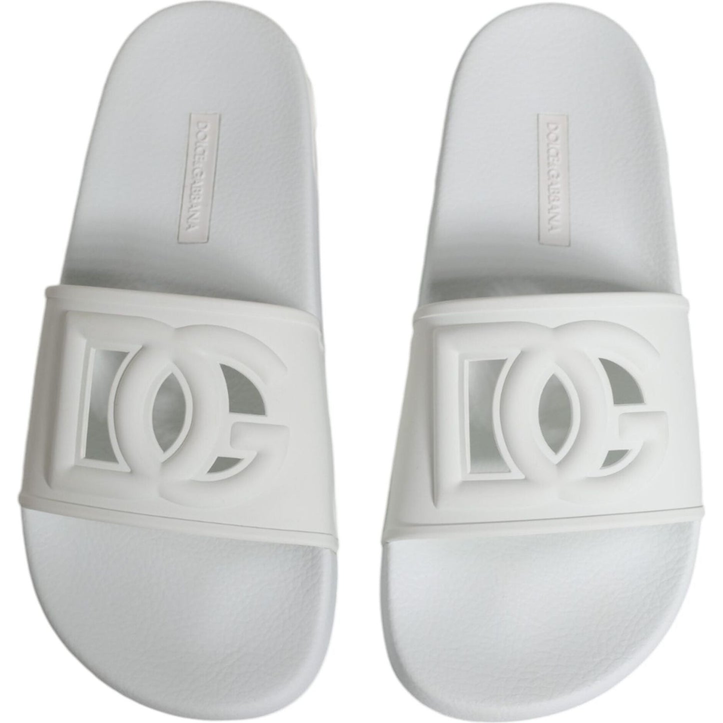 Dolce & Gabbana White Rubber Slides Sandals Beachwear Shoes Dolce & Gabbana