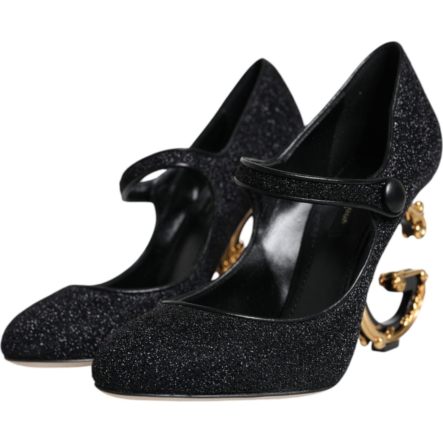 Dolce & Gabbana Black Suede Mary Jane Heel Sandals Shoes Dolce & Gabbana