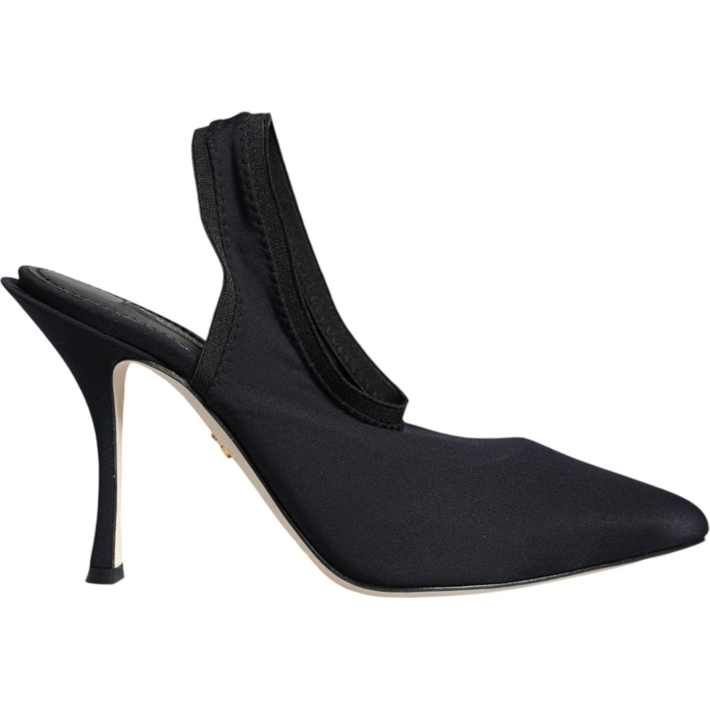 Dolce & Gabbana Black Jersey Stretch Heels Slingback Shoes Dolce & Gabbana