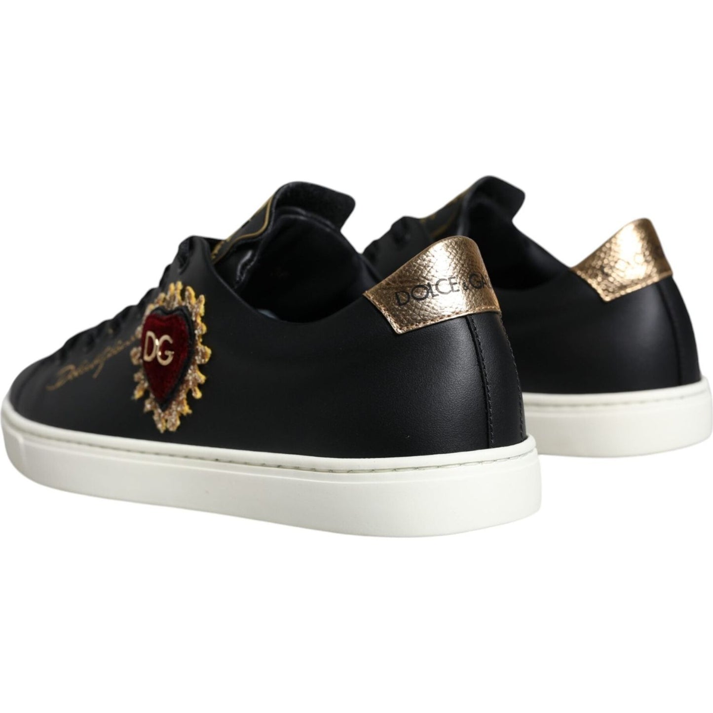 Dolce & Gabbana Black Portofino Sacred Heart Sneakers Shoes Dolce & Gabbana