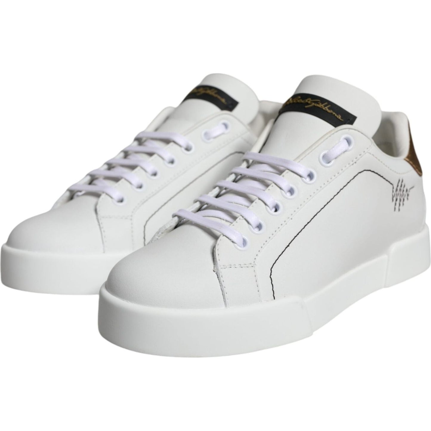 Dolce & Gabbana White Leather Portofino Low Top Sneaker Shoes Dolce & Gabbana