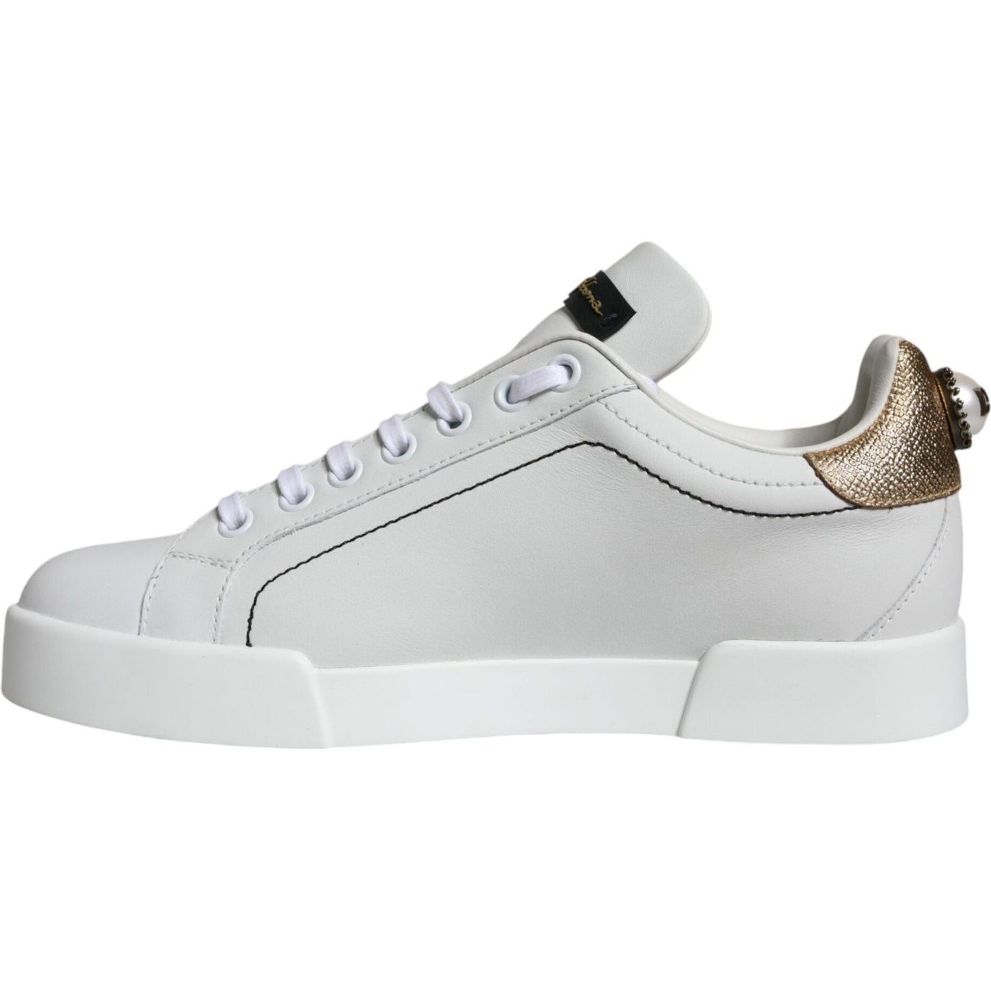 Dolce & Gabbana White Leather Portofino Low Top Sneaker Shoes Dolce & Gabbana