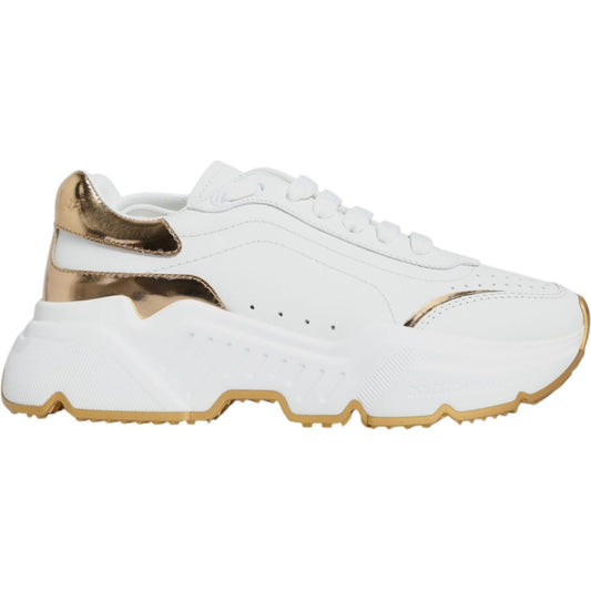 Dolce & Gabbana White Gold Daymaster Low Top Sneakers Shoes Dolce & Gabbana