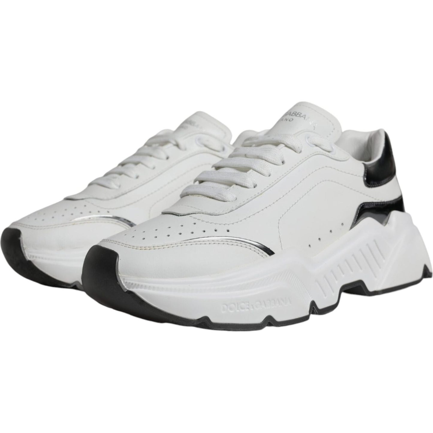 Dolce & Gabbana Silver White Daymaster Low Top Sneakers Shoes Dolce & Gabbana