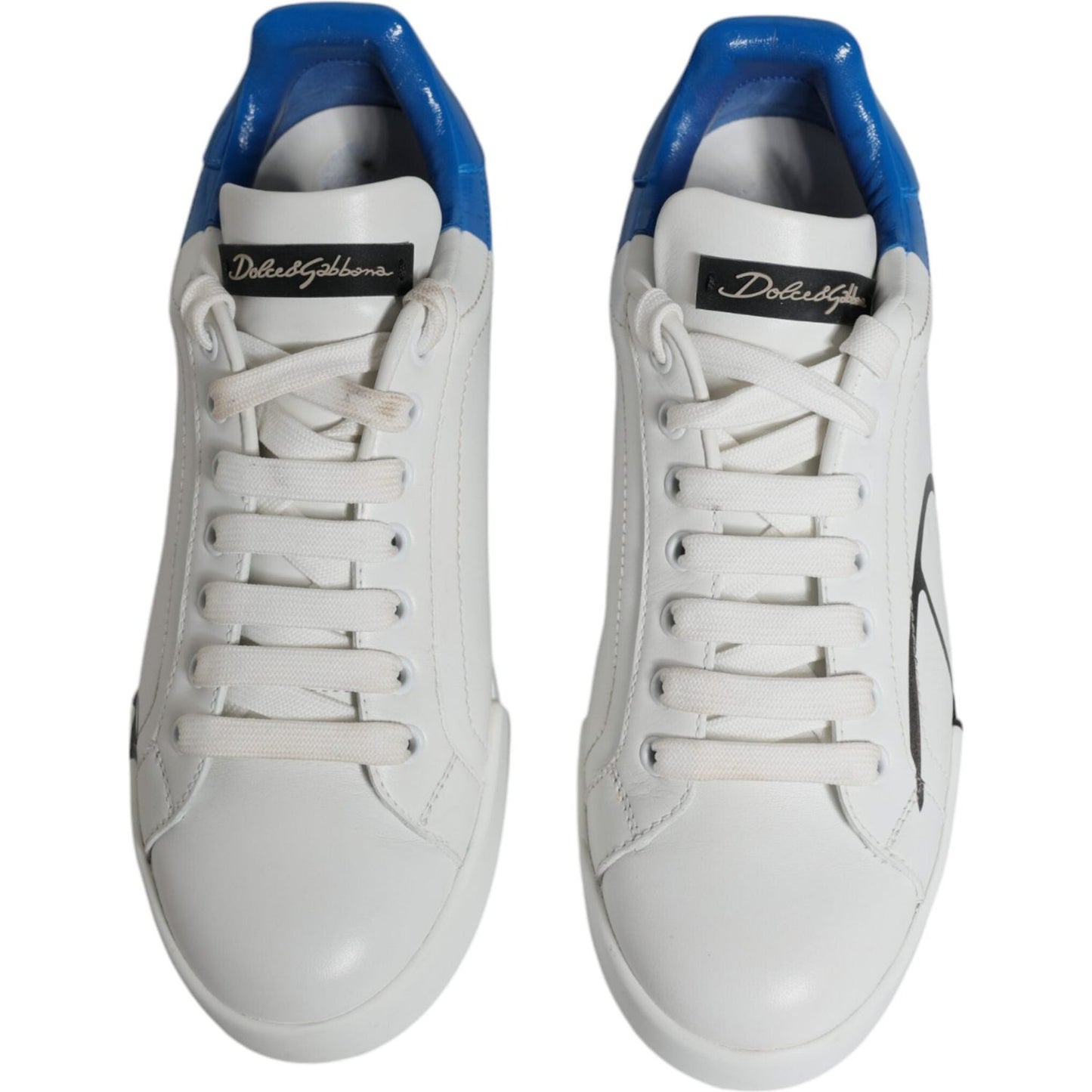 Dolce & Gabbana White Blue Portofino Low Top Sneakers Shoes Dolce & Gabbana