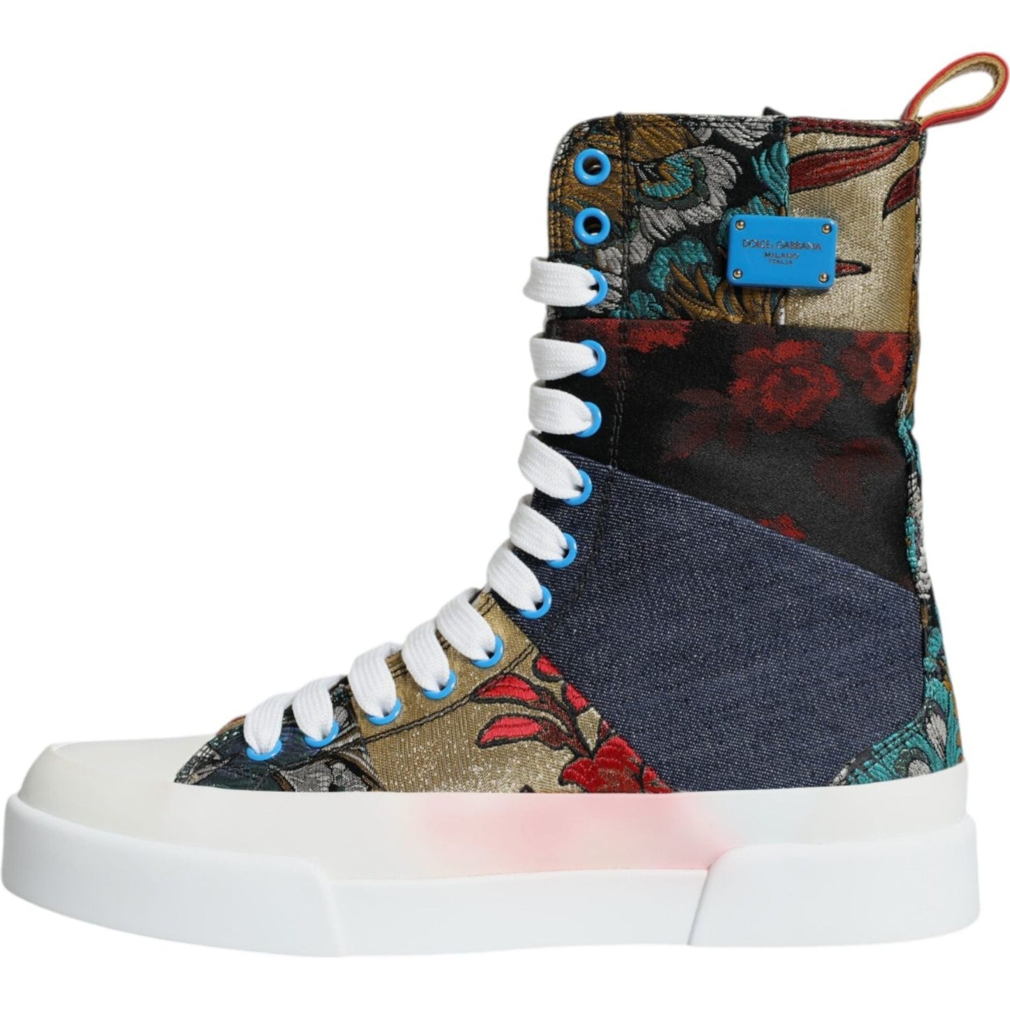 Dolce & Gabbana Multicolor Patchwork Logo High Top Sneakers Shoes Dolce & Gabbana