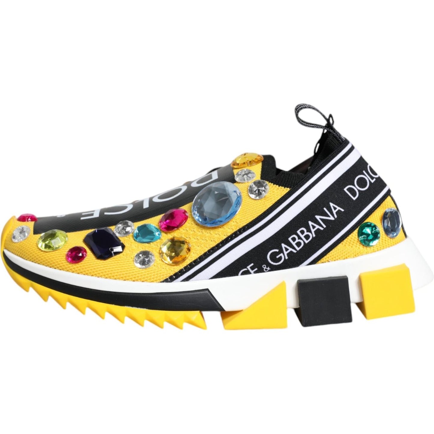 Dolce & Gabbana Yellow Sorrento Crystals Low Top Sneakers Shoes Dolce & Gabbana