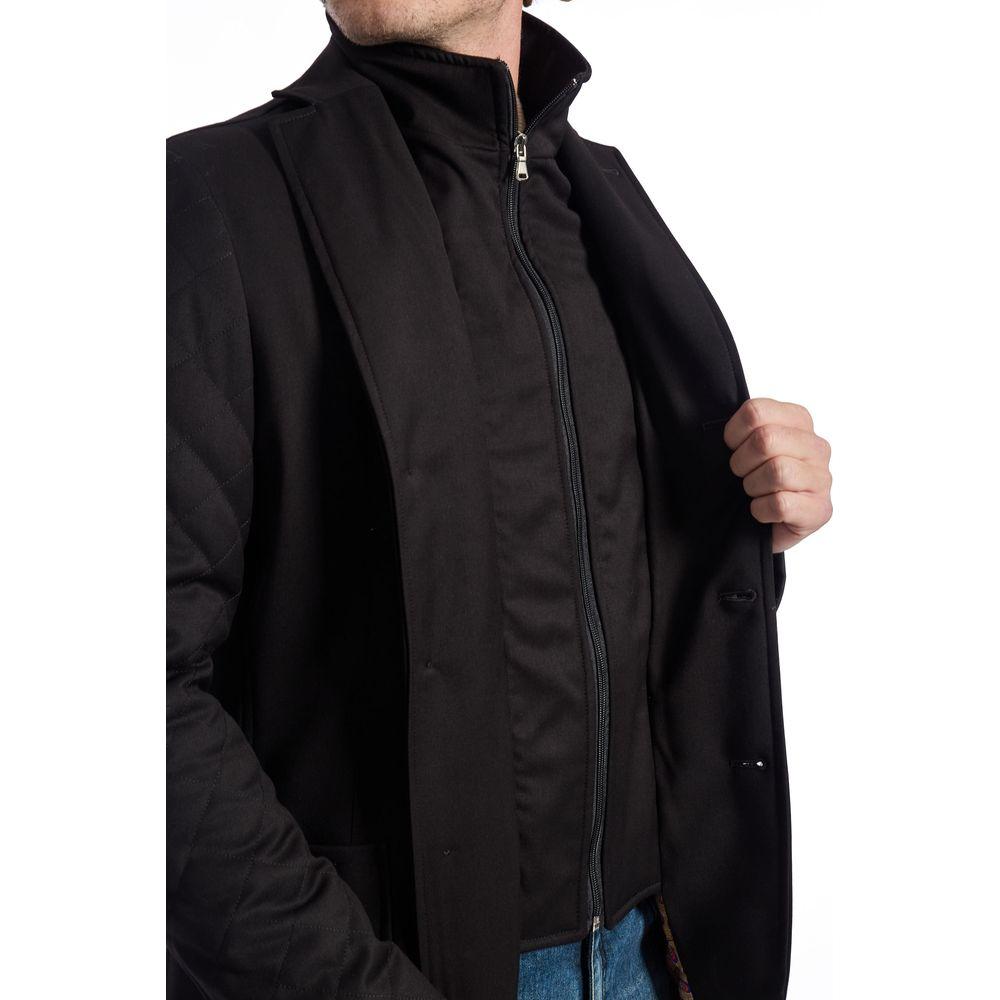 Roberto Pepe Luxury Black Viscose Men Jacket Roberto Pepe Luxury