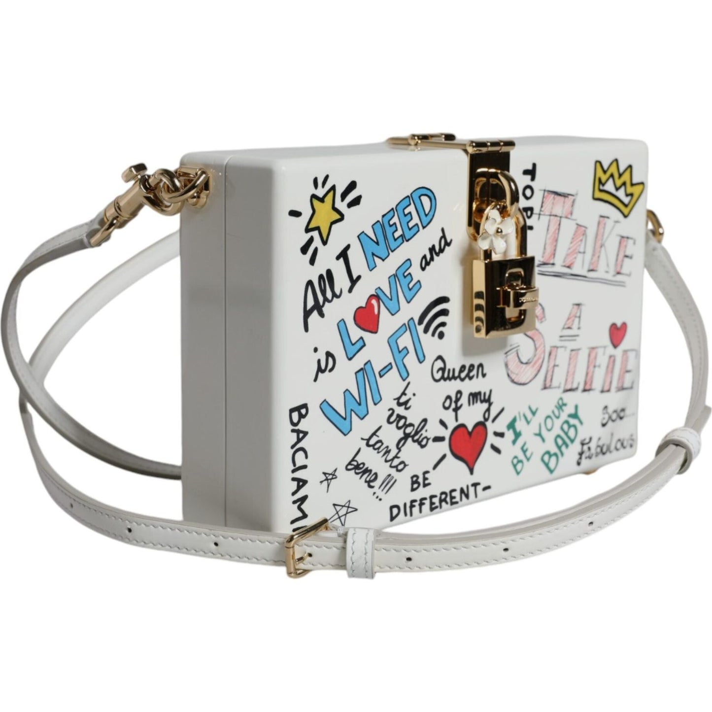 Dolce & Gabbana White Graffiti Print Clutch Crossbody Bag Dolce & Gabbana