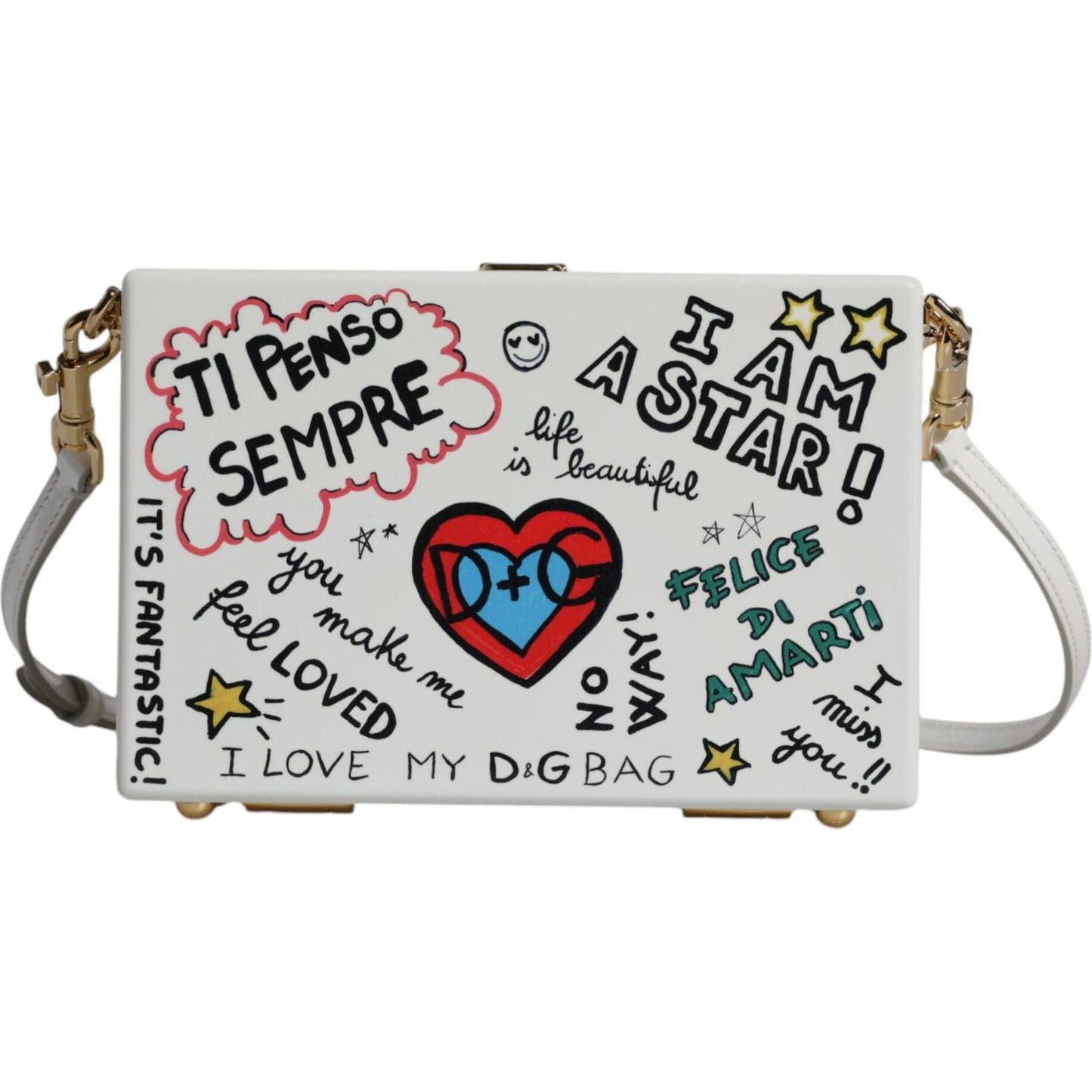 Dolce & Gabbana White Graffiti Print Clutch Crossbody Bag Dolce & Gabbana