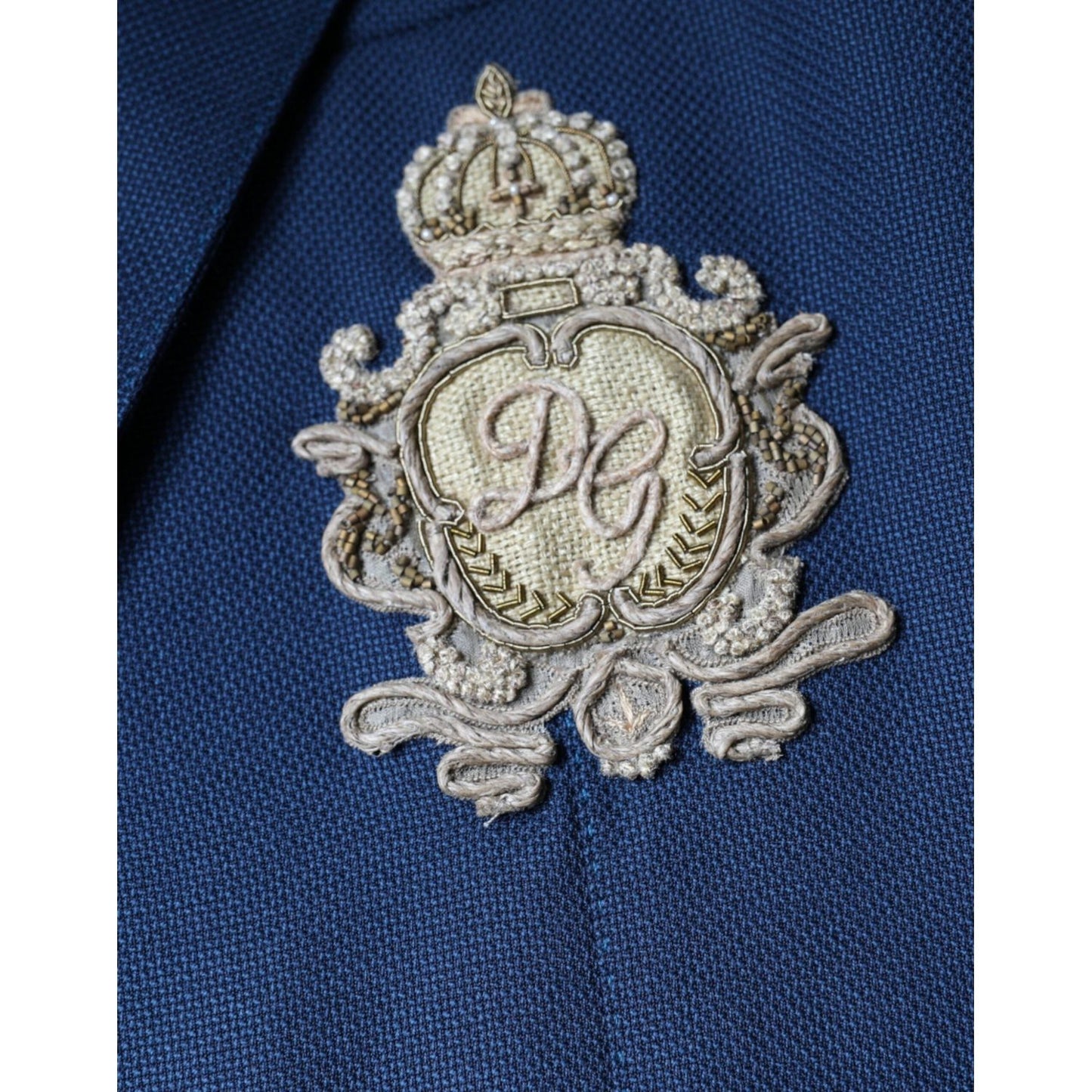 Dolce & Gabbana Blue Wool Logo Single Breasted Coat Blazer Dolce & Gabbana