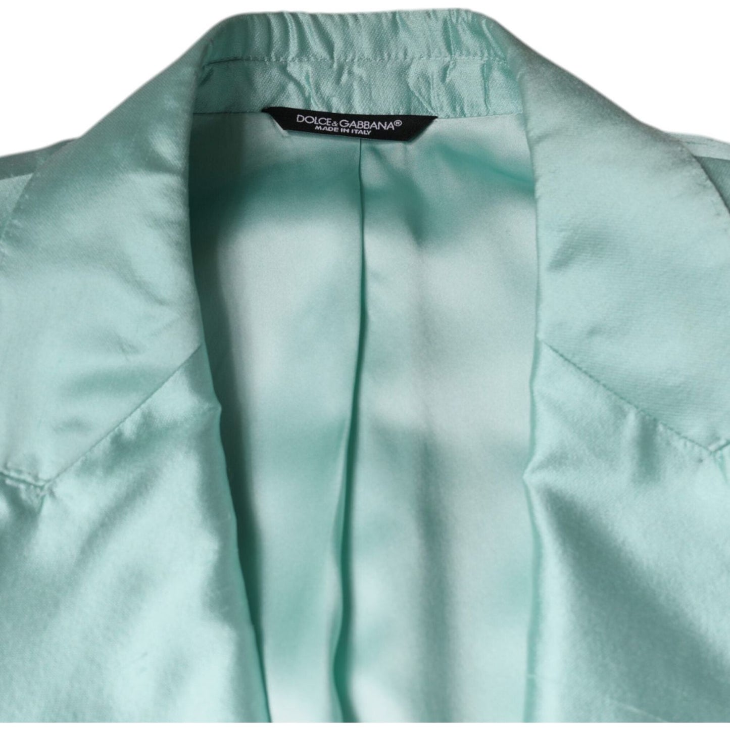 Dolce & Gabbana Mint Green Silk Single Breasted Coat Blazer Dolce & Gabbana