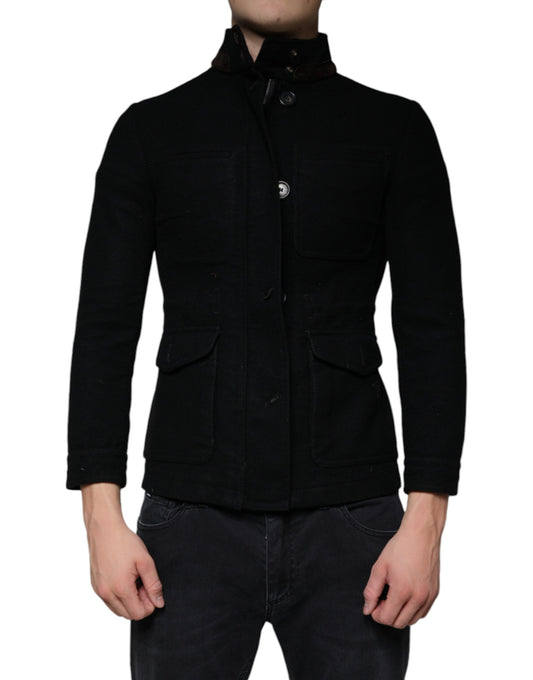 Dolce & Gabbana Black Button Down Cotton Stretch Denim Jacket Dolce & Gabbana