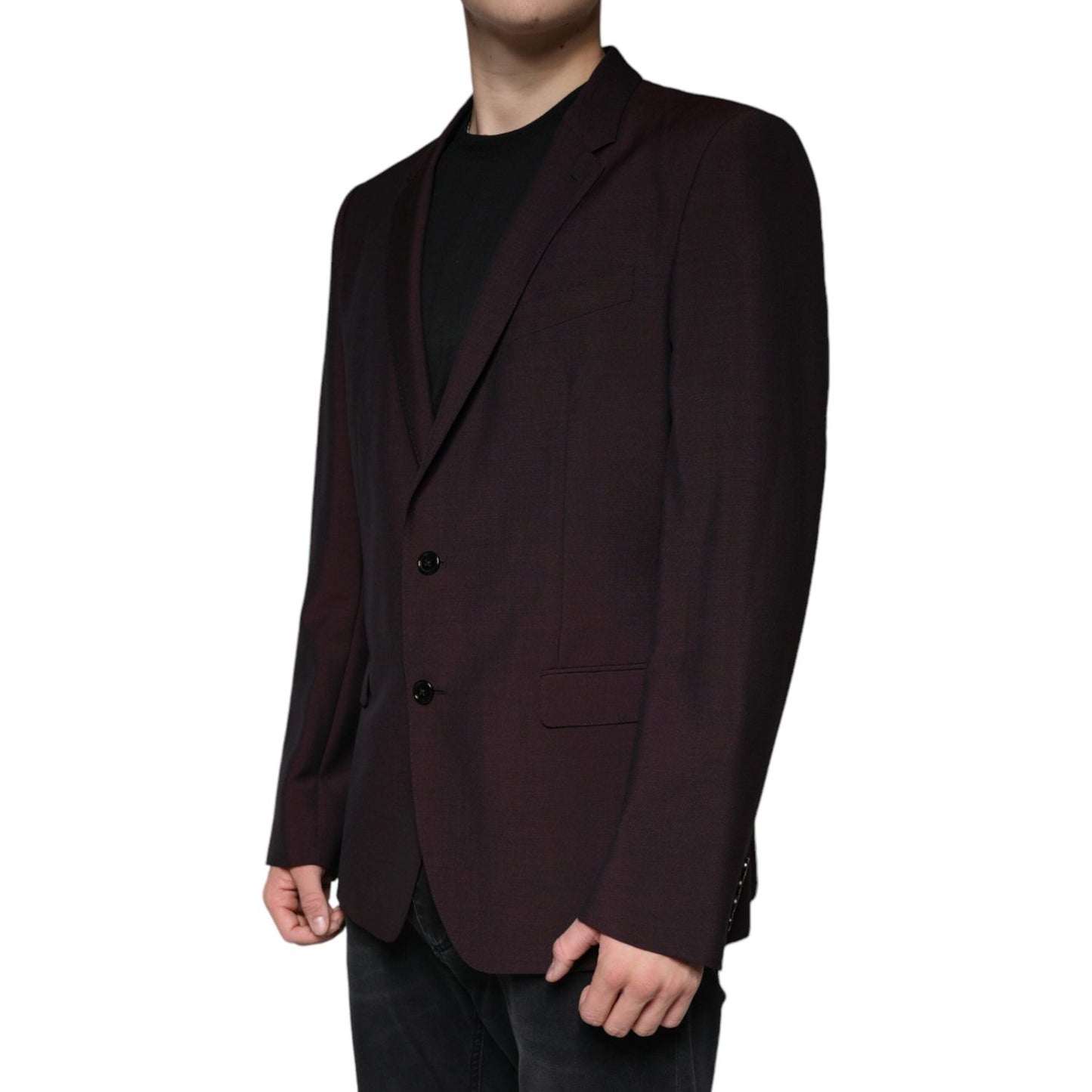 Dolce & Gabbana Bordeaux Wool Single Breasted Dress Blazer Dolce & Gabbana