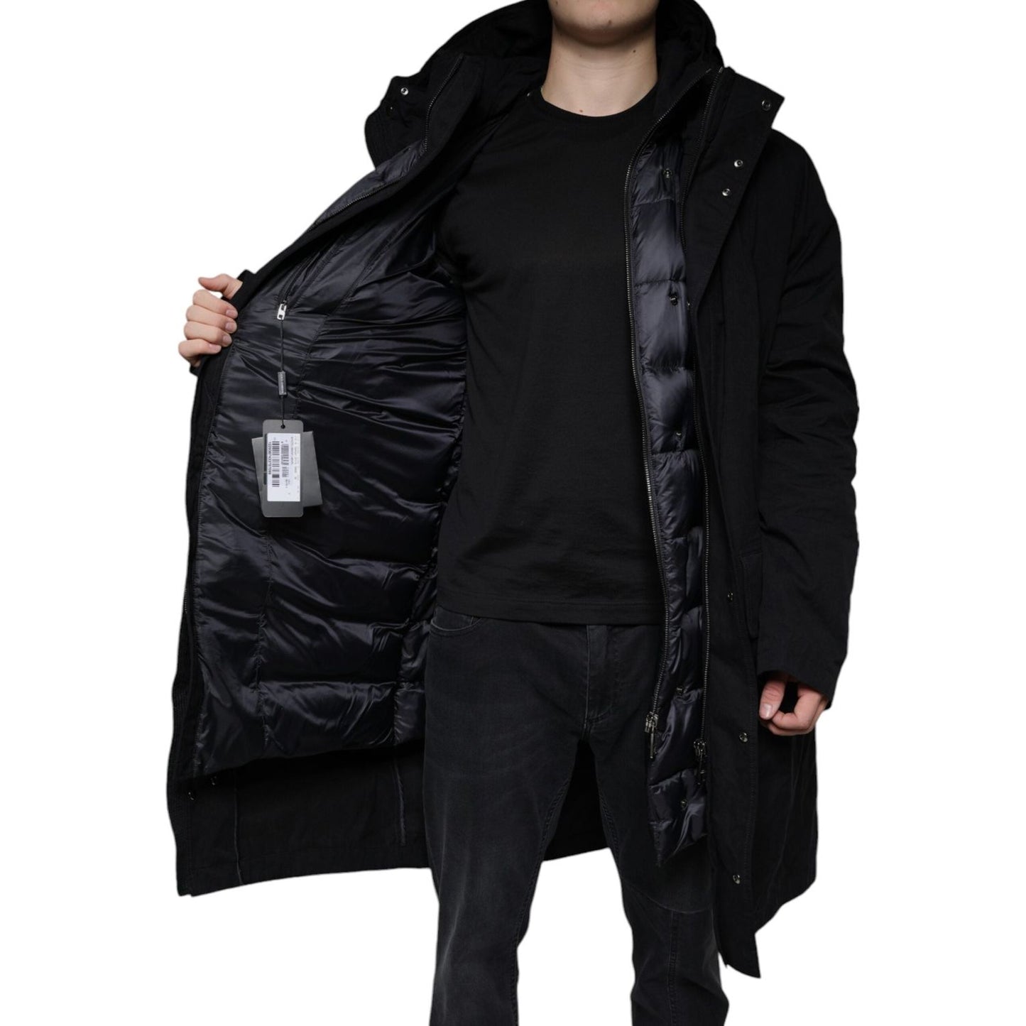 Dolce & Gabbana Black Hooded Parka Cotton Trench Coat Jacket Dolce & Gabbana