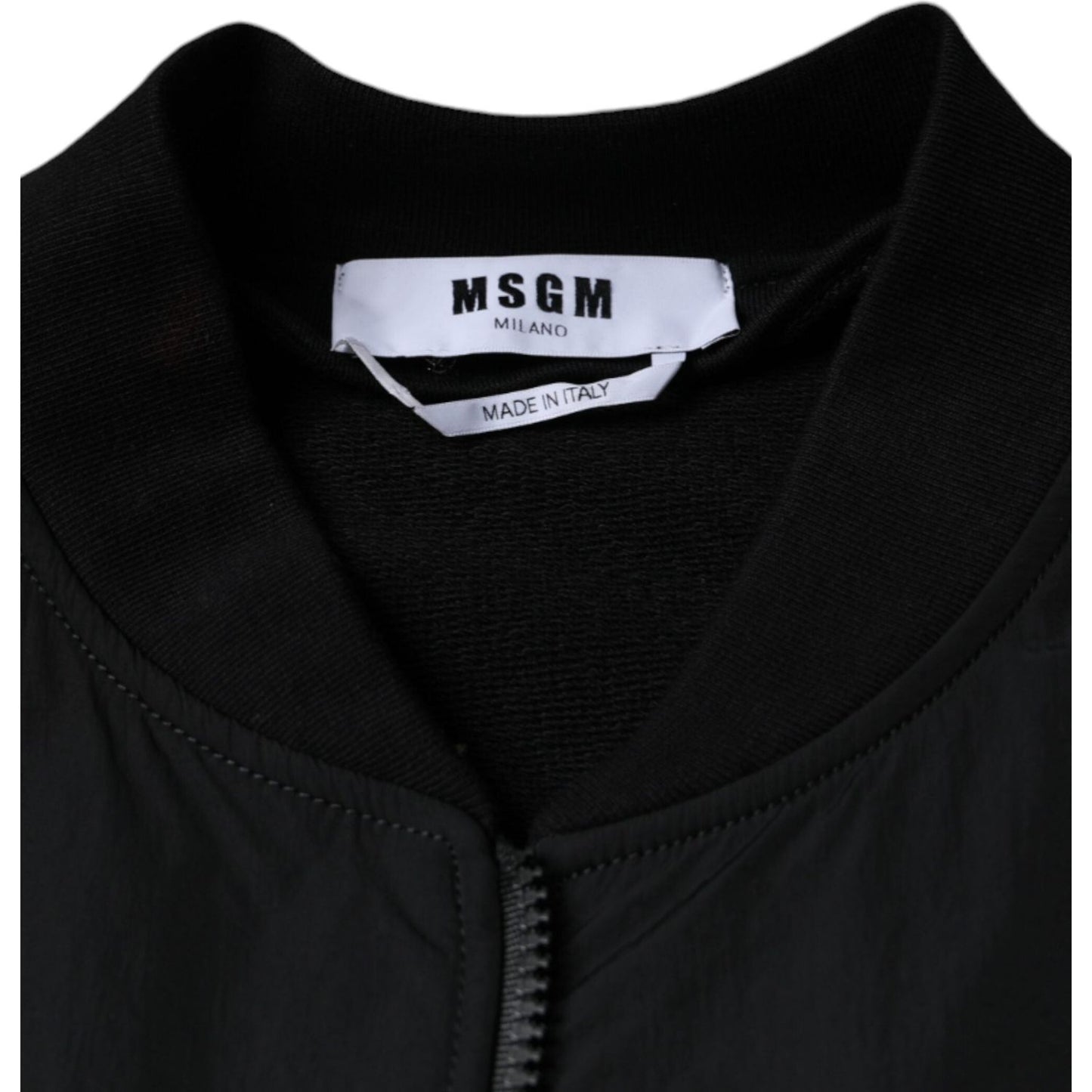 MSGM Black Cotton Full Zip Bomber Long Sleeves Jacket MSGM