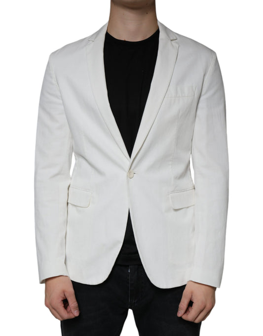 Dondup White Single Breasted One Button Dress Formal Blazer Dondup