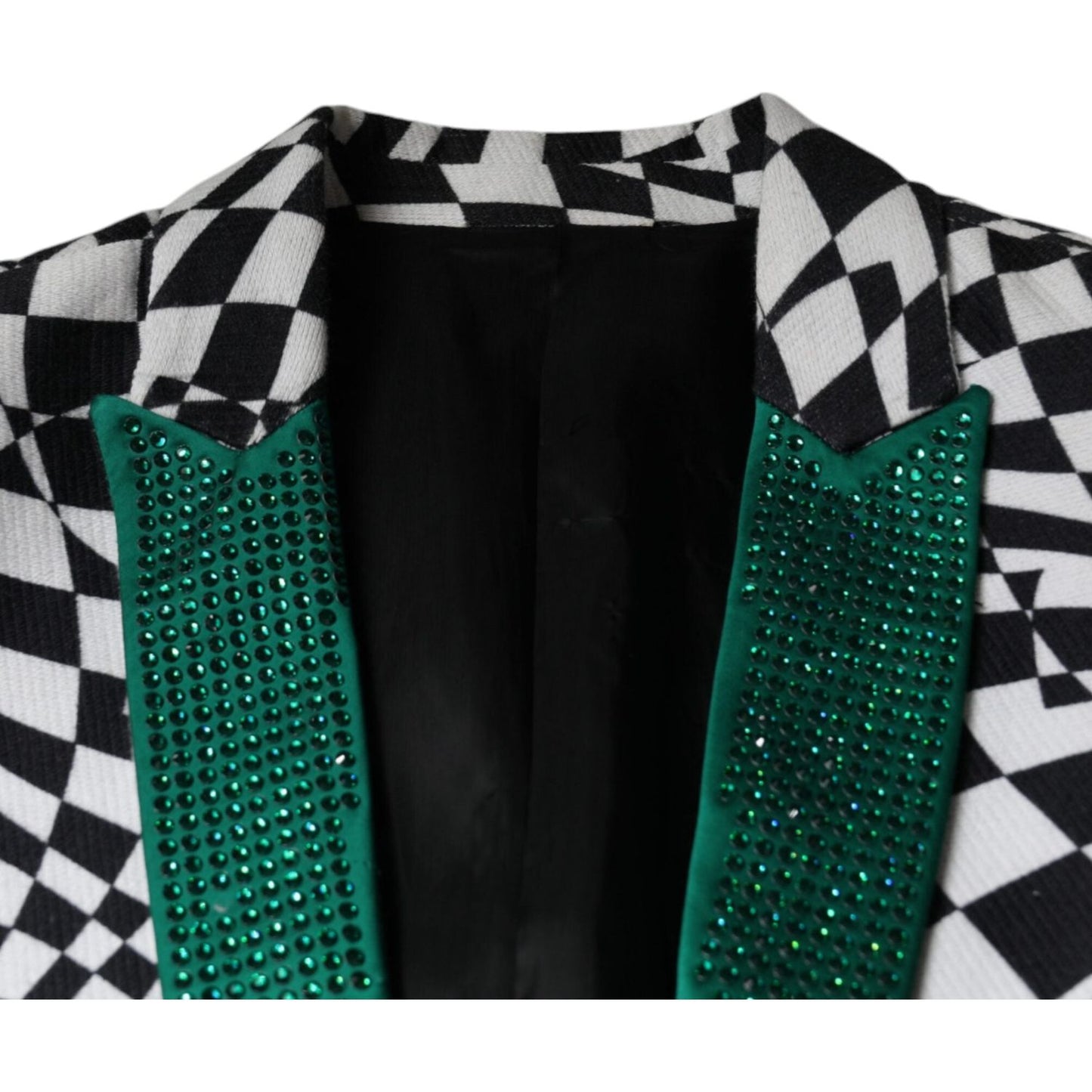 John Richmond Black White Checkered Crystal Single Breasted Blazer John Richmond