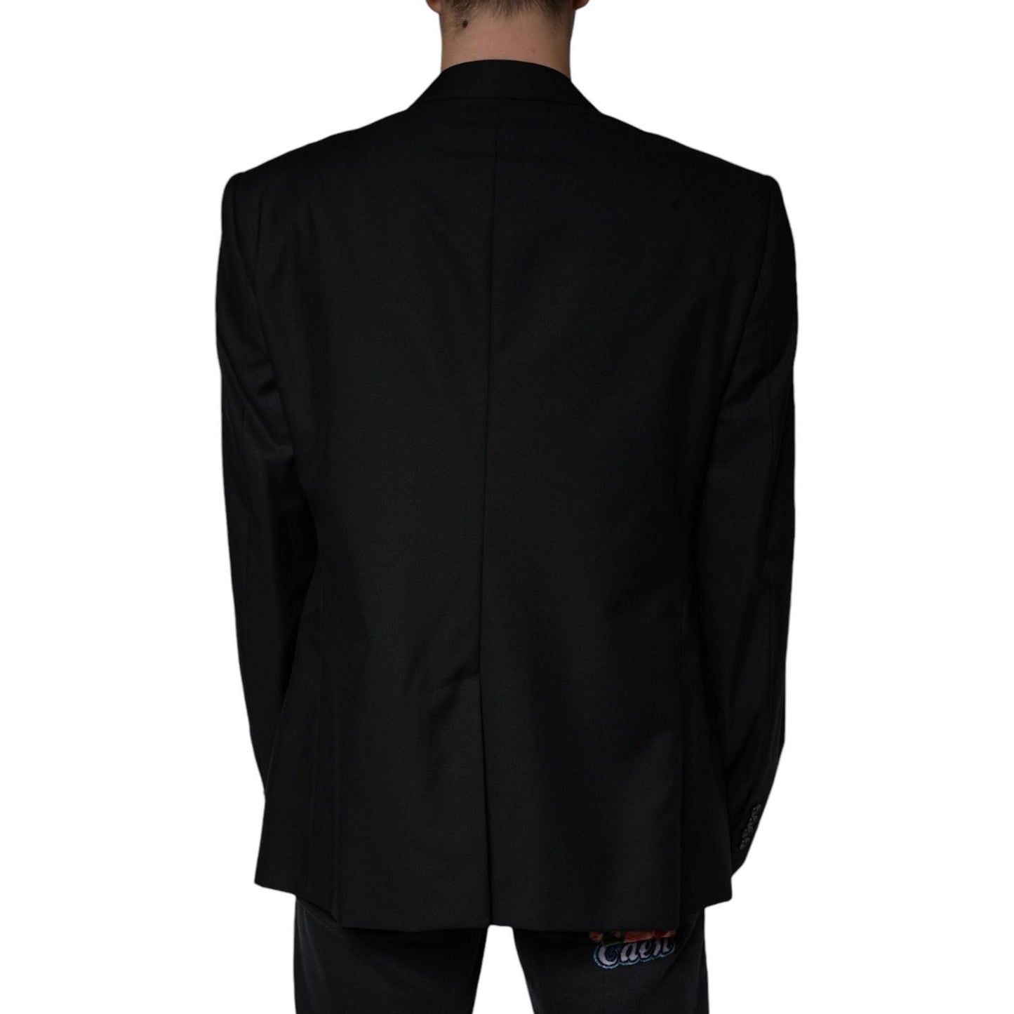 Dolce & Gabbana Black Wool Single Breasted Men Coat Blazer Dolce & Gabbana