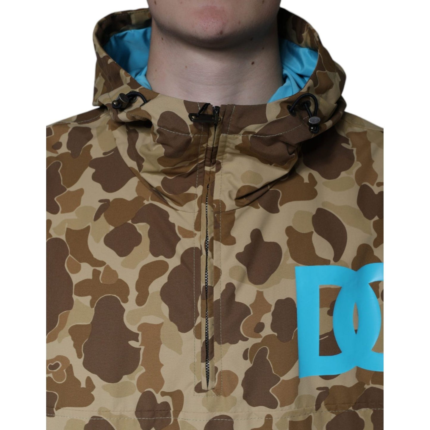 Dolce & Gabbana Brown Camouflage Hooded Pullover Jacket Dolce & Gabbana