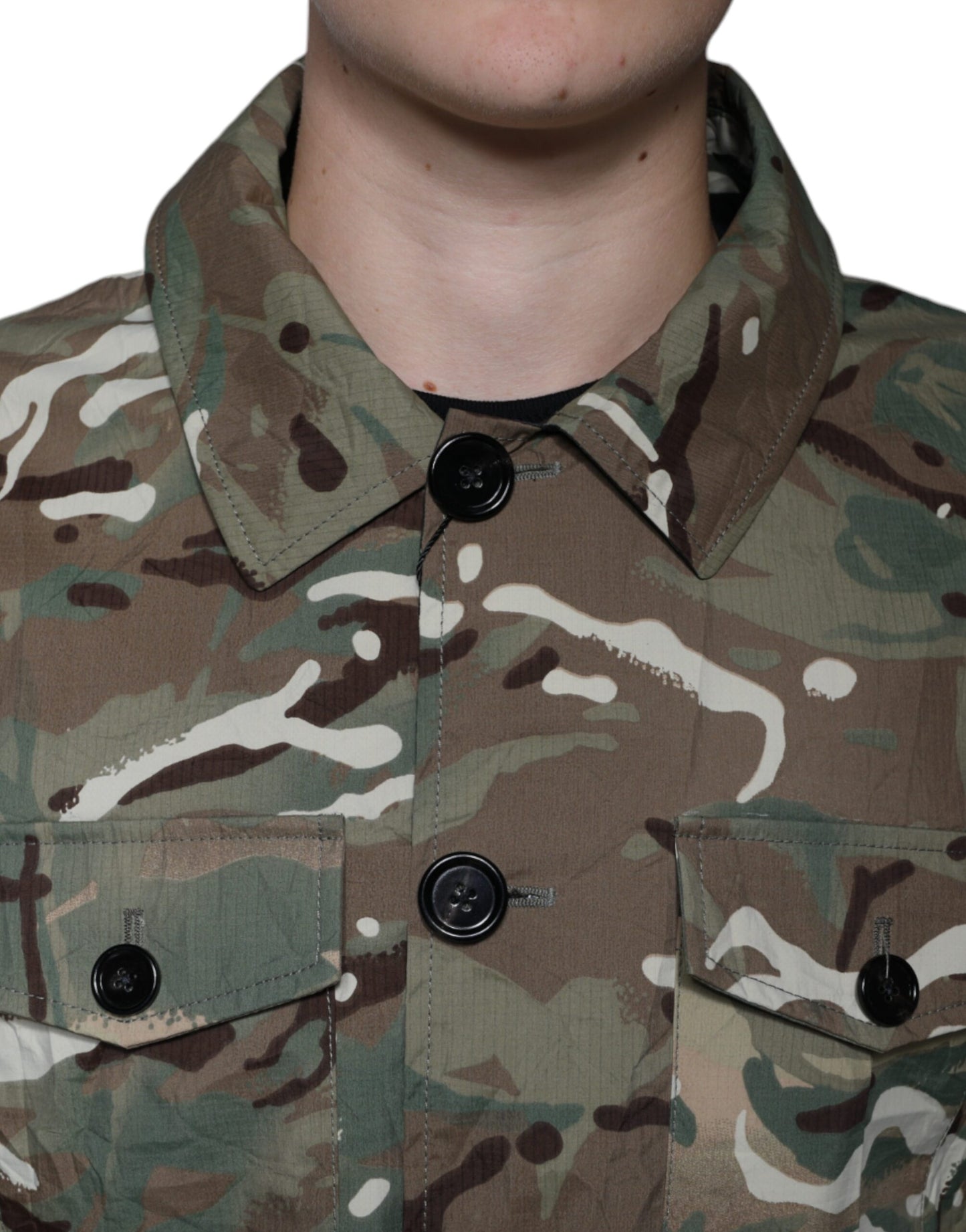 Dolce & Gabbana Multicolor Camouflage Collared Coat Jacket Dolce & Gabbana