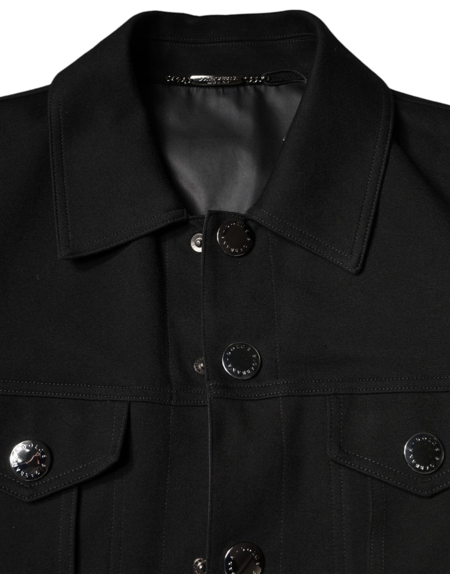 Dolce & Gabbana Black Cotton Blend Button Down Jacket Dolce & Gabbana