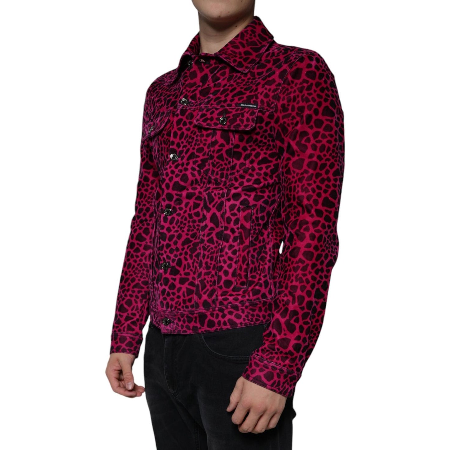 Dolce & Gabbana Fuchsia Leopard Button Down Collared Jacket Dolce & Gabbana