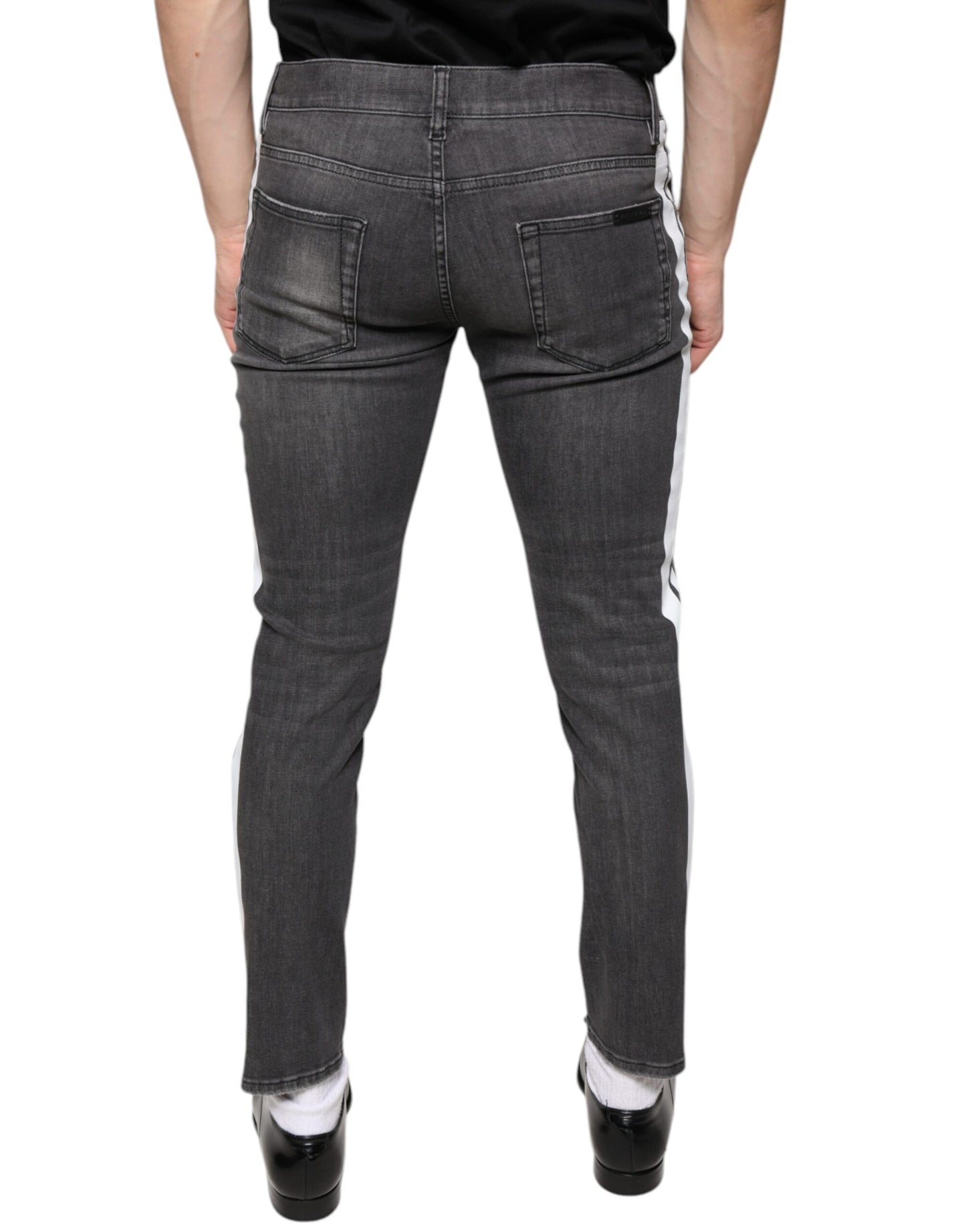 Dolce & Gabbana Black Tattered Cotton Skinny Men Denim Jeans Dolce & Gabbana