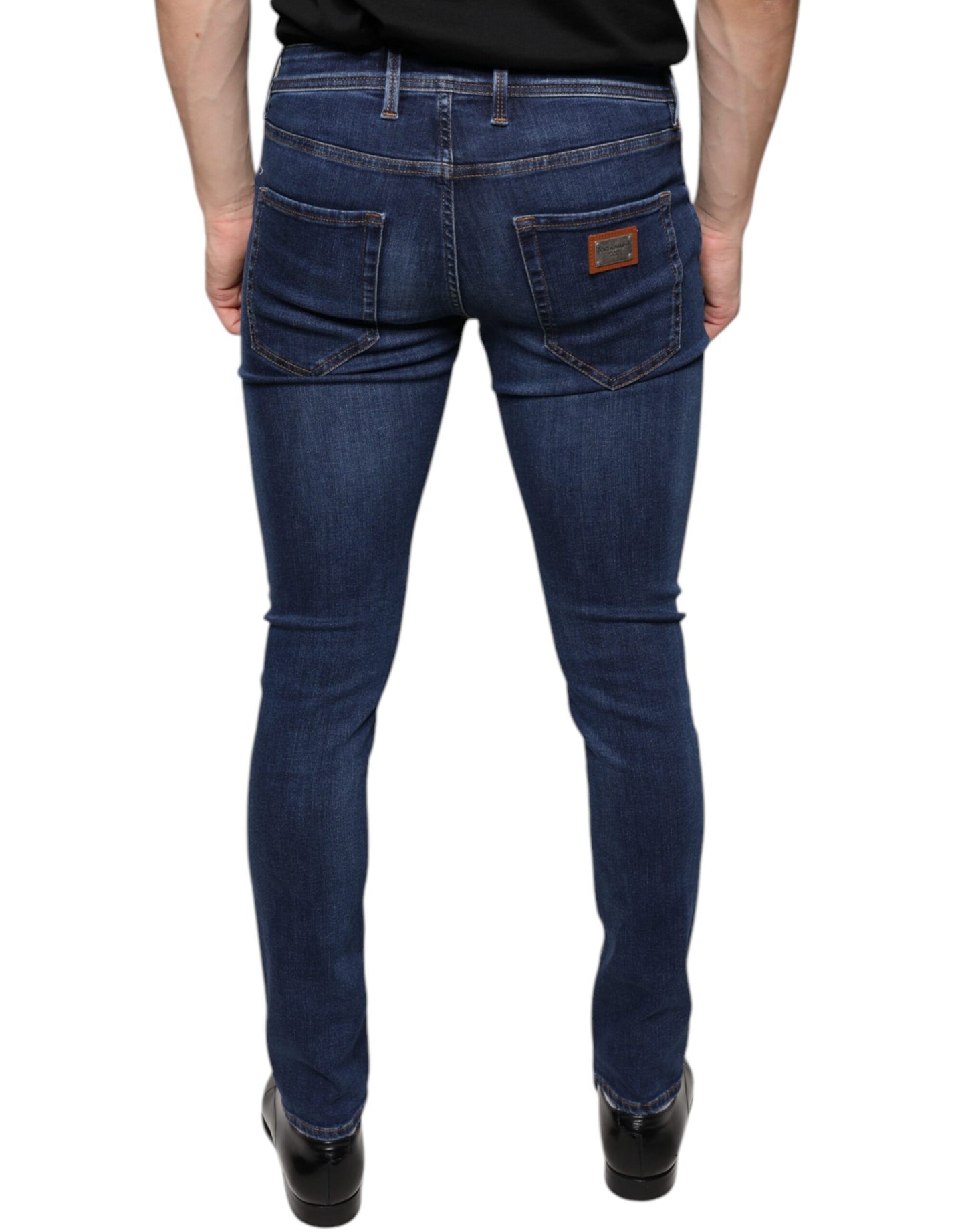 Dolce & Gabbana Dark Blue Cotton Stretch Skinny Denim Jeans Dolce & Gabbana