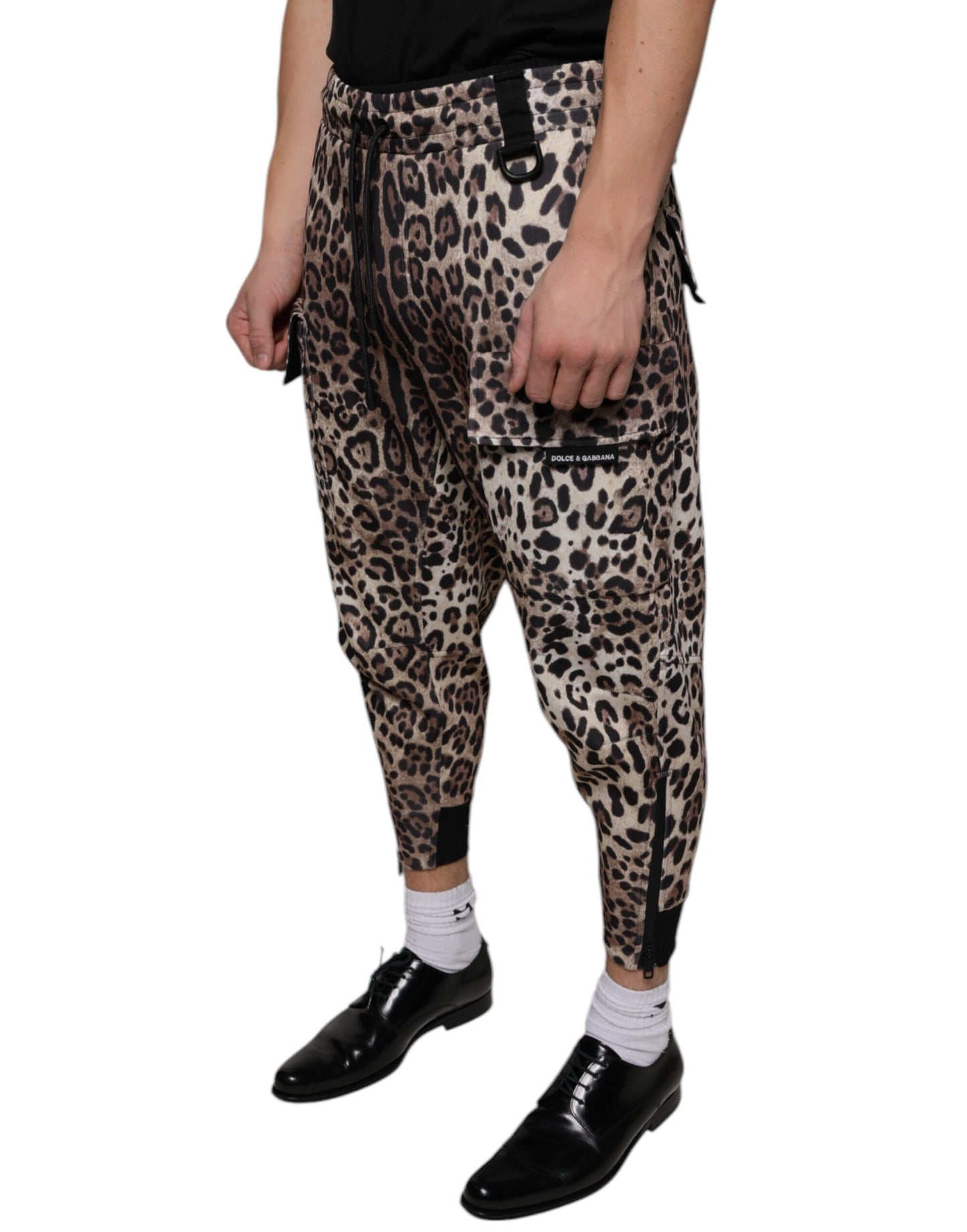 Dolce & Gabbana Brown Leopard Polyester Jogger Pants Dolce & Gabbana