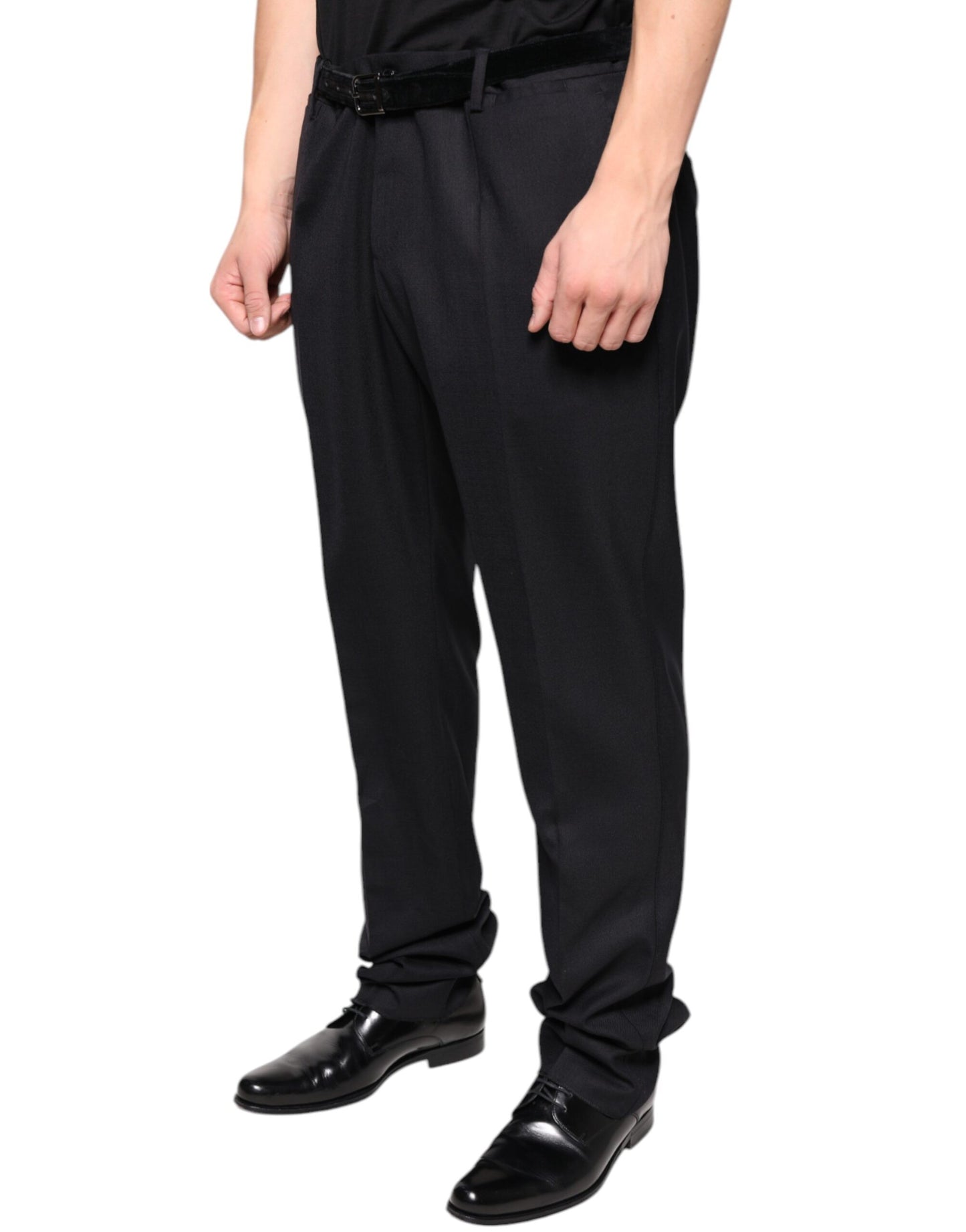 Dolce & Gabbana Black Wool Skinny Dress Formal Pants Dolce & Gabbana