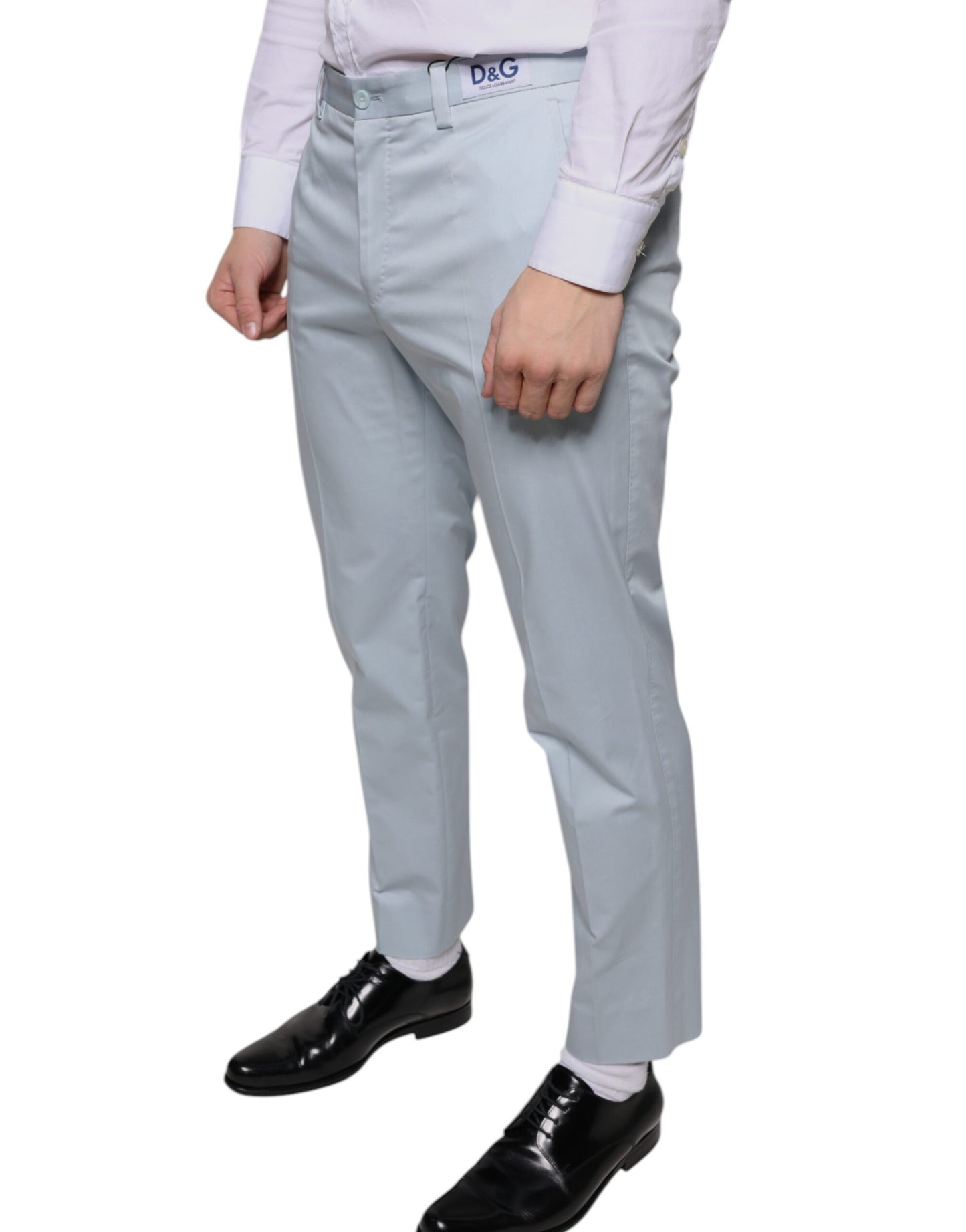 Dolce & Gabbana Light Blue Cotton Dress Pants Dolce & Gabbana