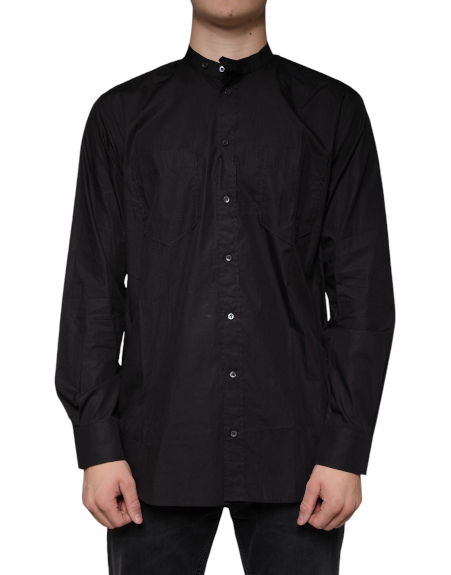 Dolce & Gabbana Black Cotton Button Down Men Casual Shirt Dolce & Gabbana