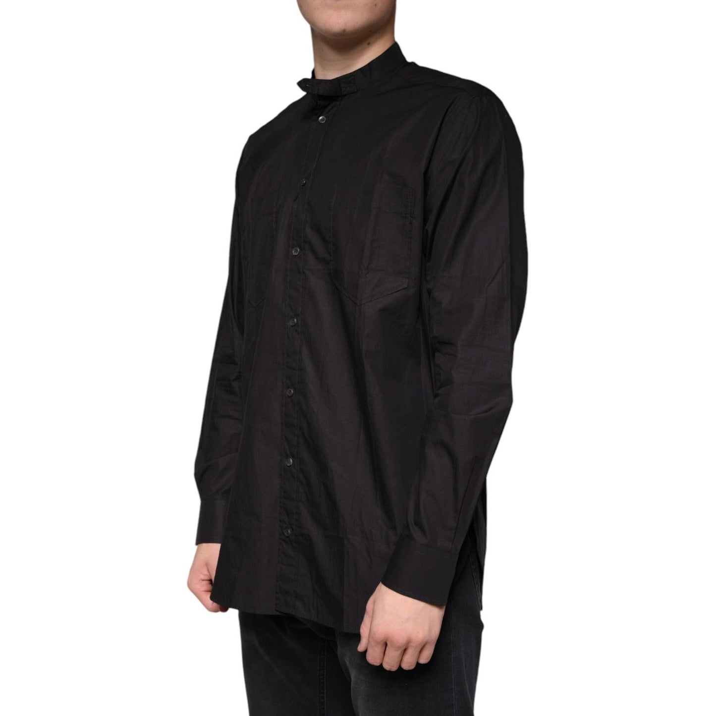 Dolce & Gabbana Black Cotton Button Down Men Casual Shirt Dolce & Gabbana