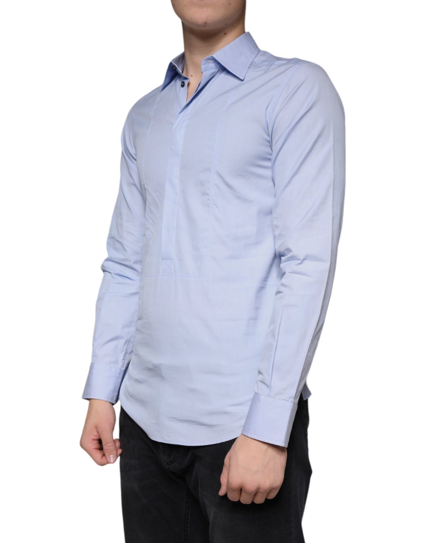 Dolce & Gabbana Light Blue Cotton Men Dress Formal Shirt Dolce & Gabbana