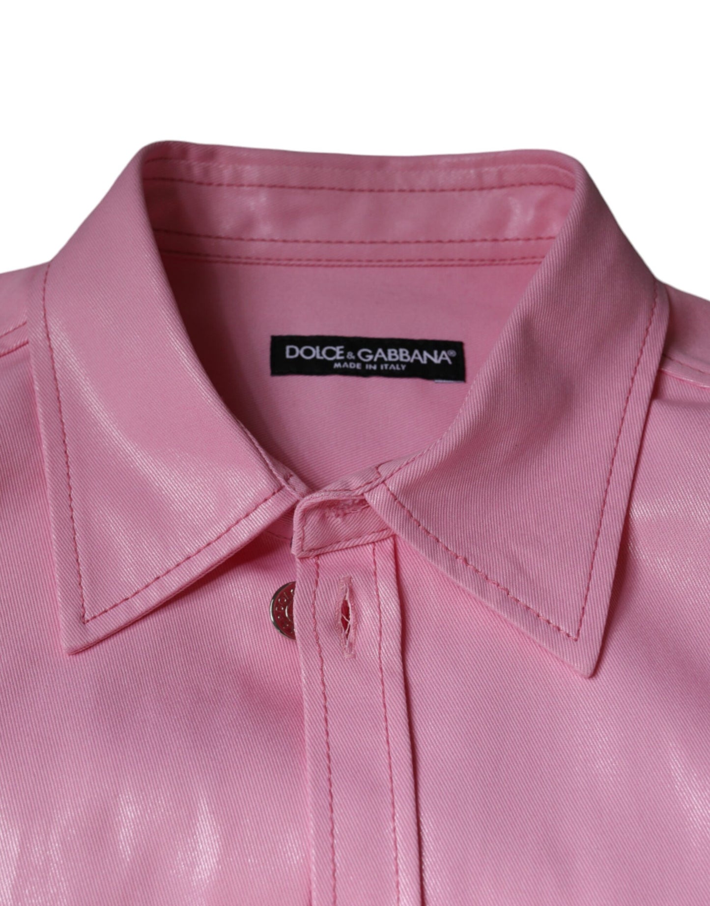 Dolce & Gabbana Pink Cotton Collared Button Down Shirt Dolce & Gabbana