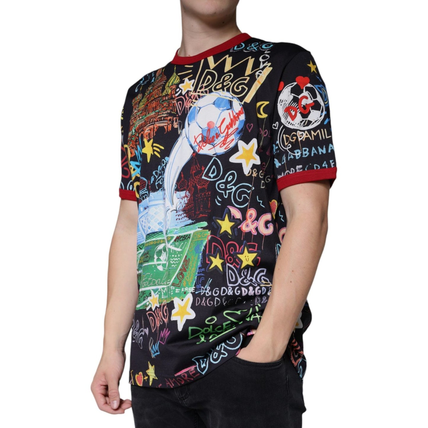 Dolce & Gabbana Multicolor Graphic Print Cotton Crew Neck T-shirt