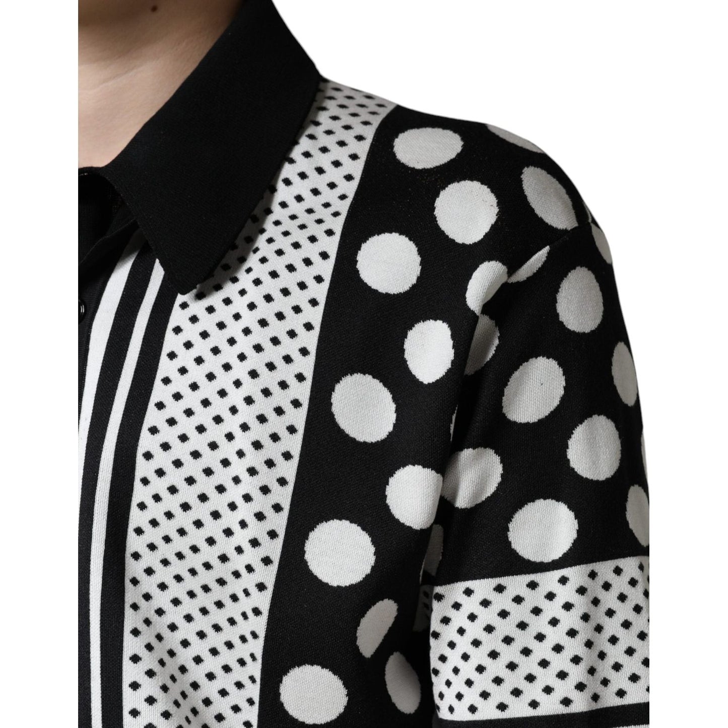 Dolce & Gabbana Black White Polka Dot Collared Polo T-shirt